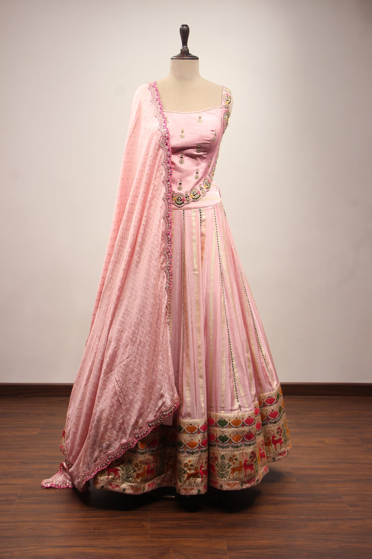 PINK Tissue Corset Blouse with Cut Dana and Mirror work by OOS — product image 1