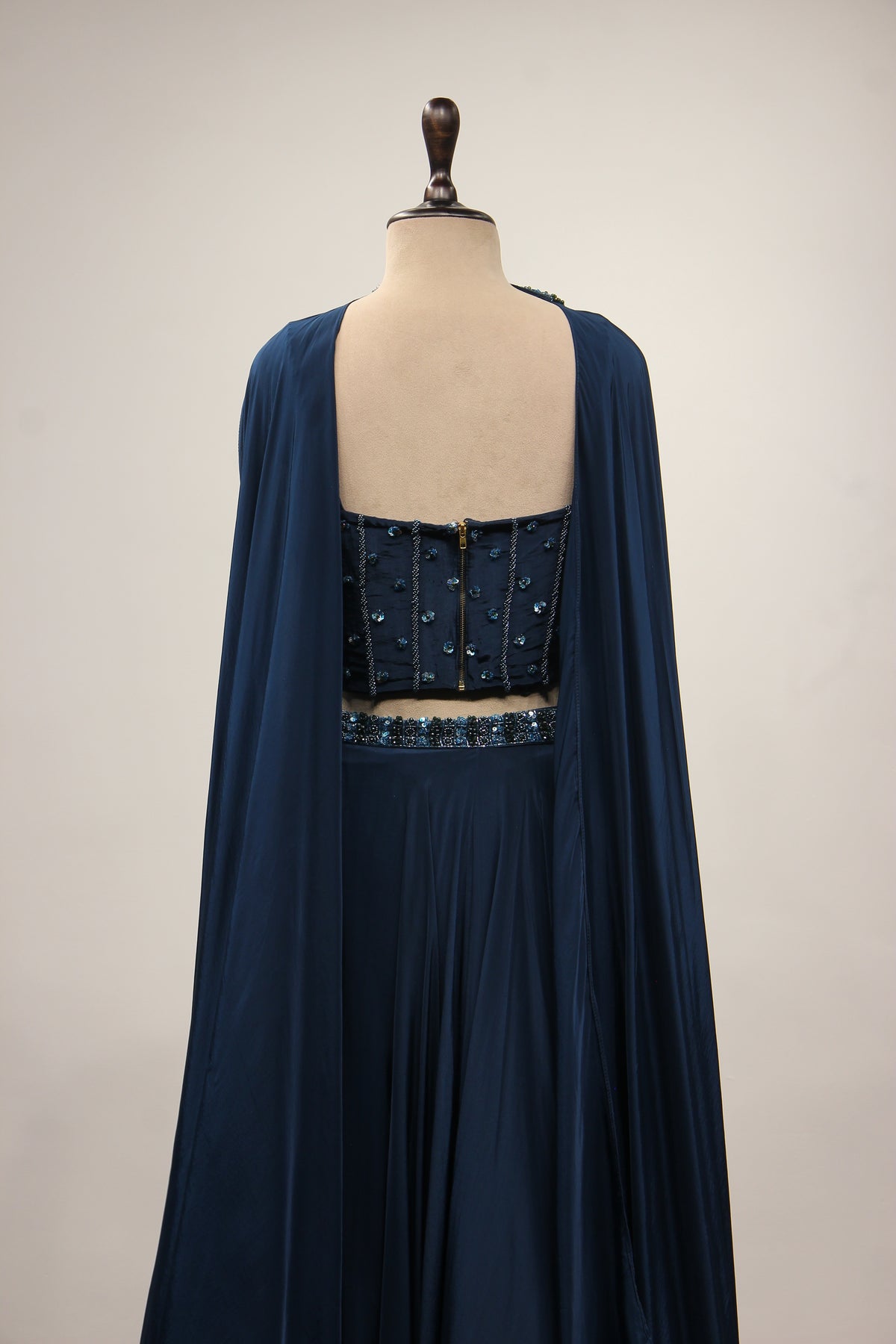 Blue Orgenza Lehenga with Sequin & Cut Dana Handwork Corset