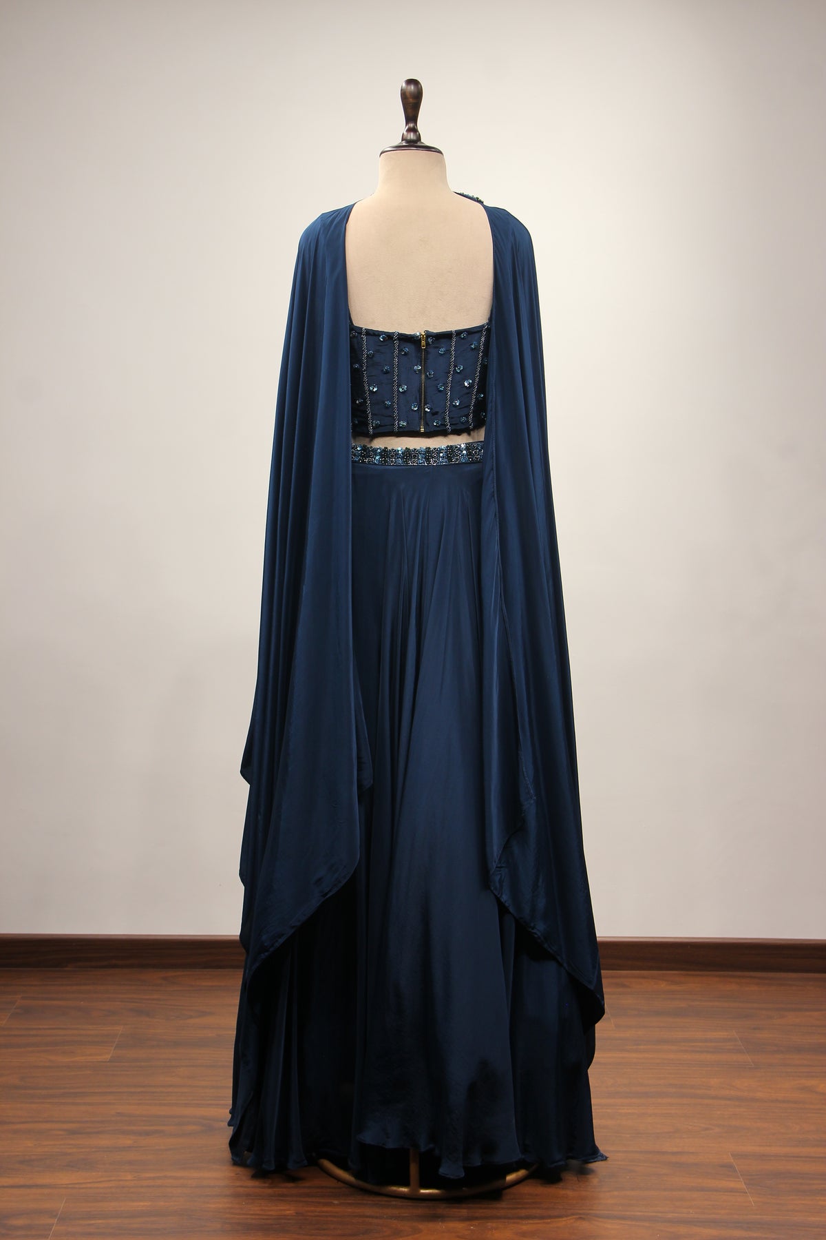 Blue Orgenza Lehenga with Sequin & Cut Dana Handwork Corset