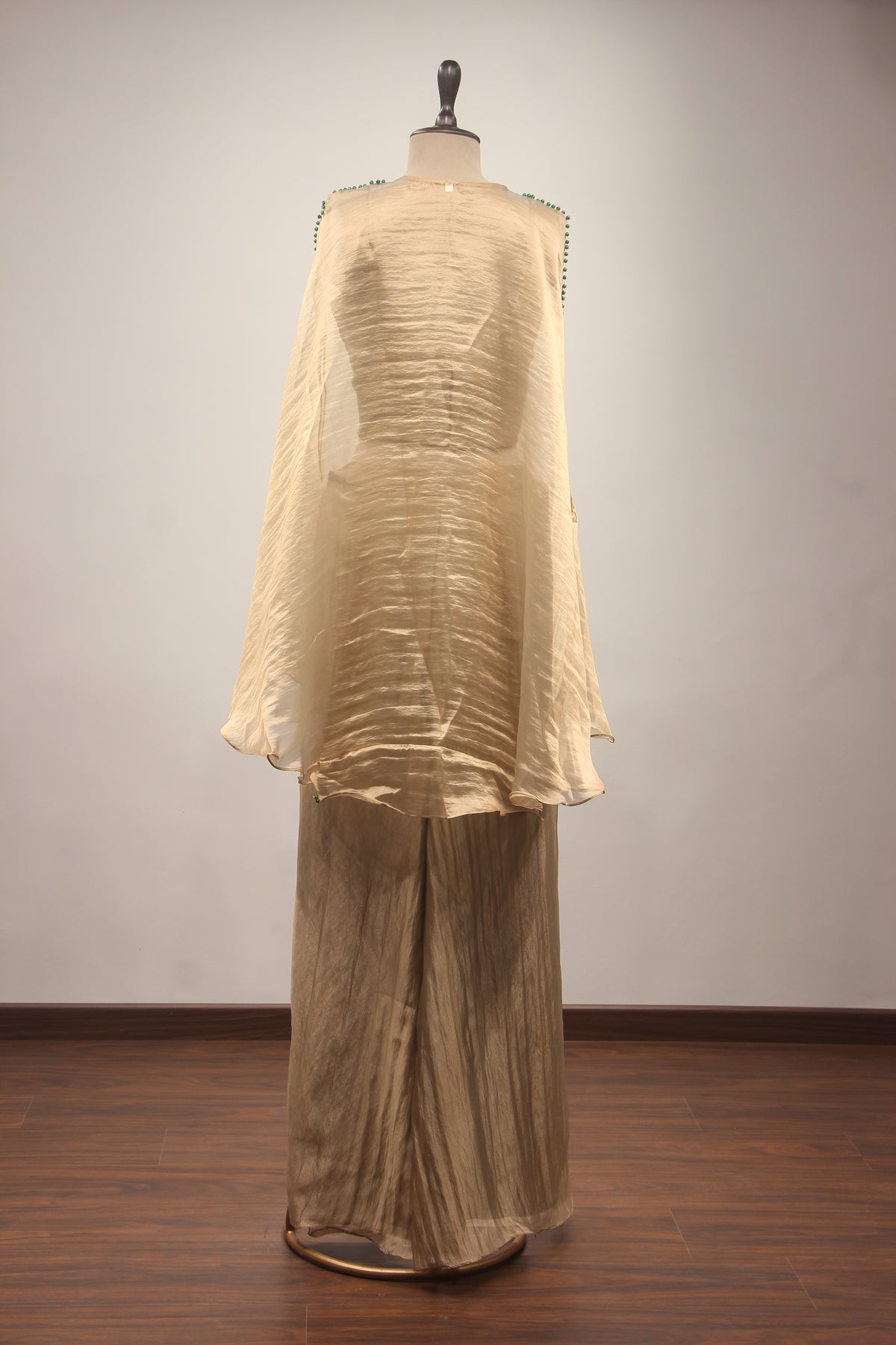 Gold Tissue Indo Western Kaftan with Cut Dana & Zardozi Handwork