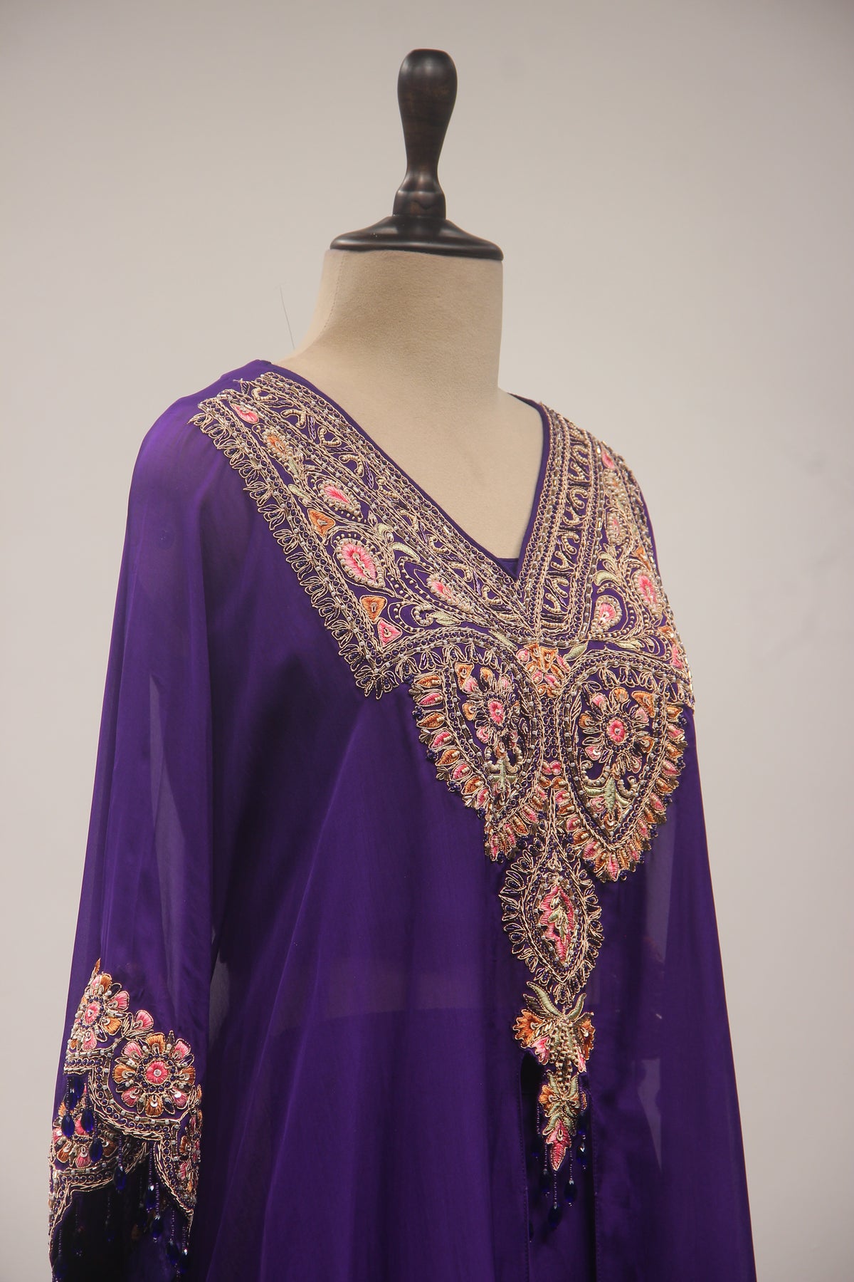 Organza Indo Western Kaftan with Zardozi & Thread Handwork