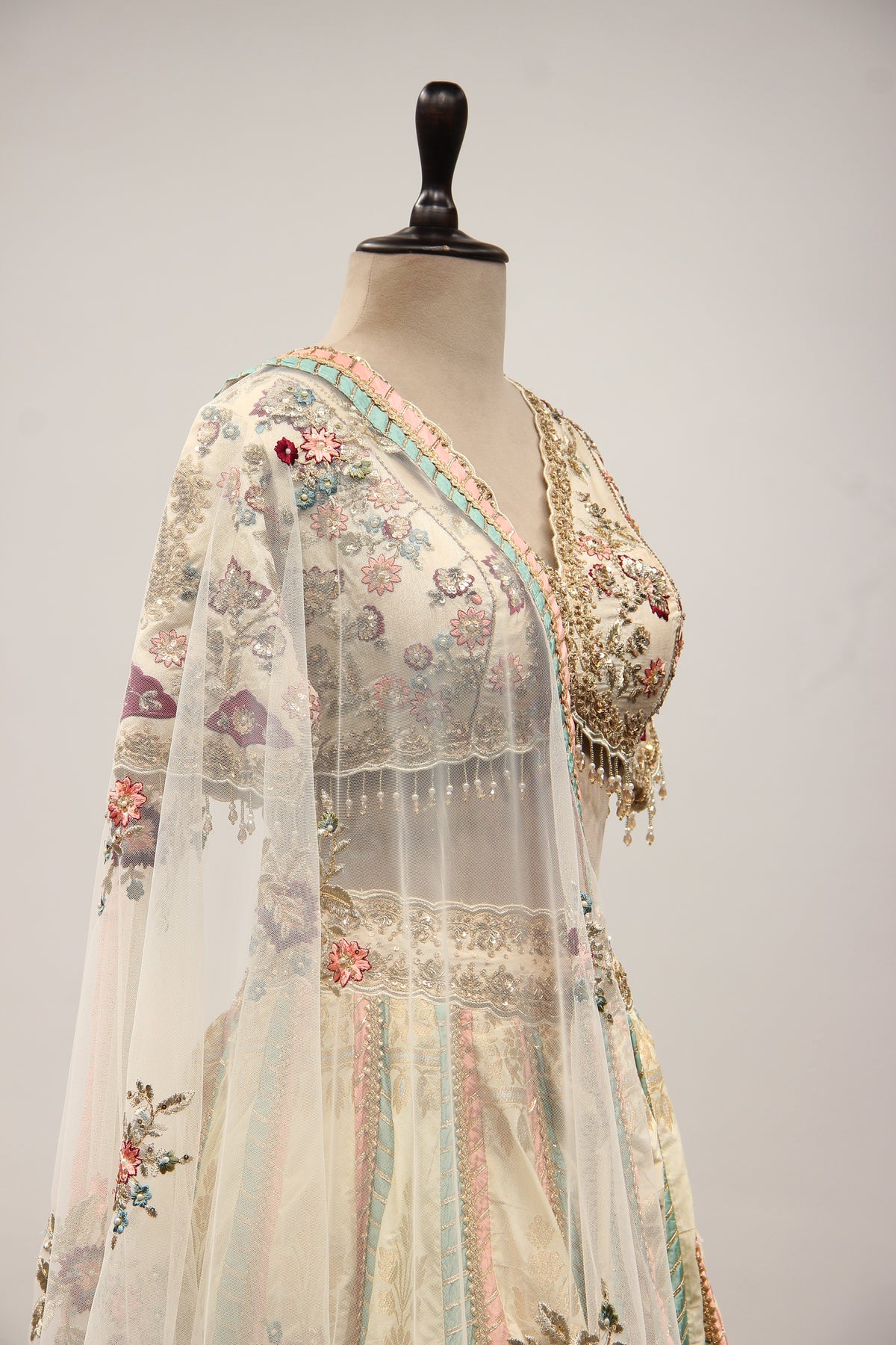 Banarsi Brocade Lehenga with Resham & Sequin Handwork Crop Top