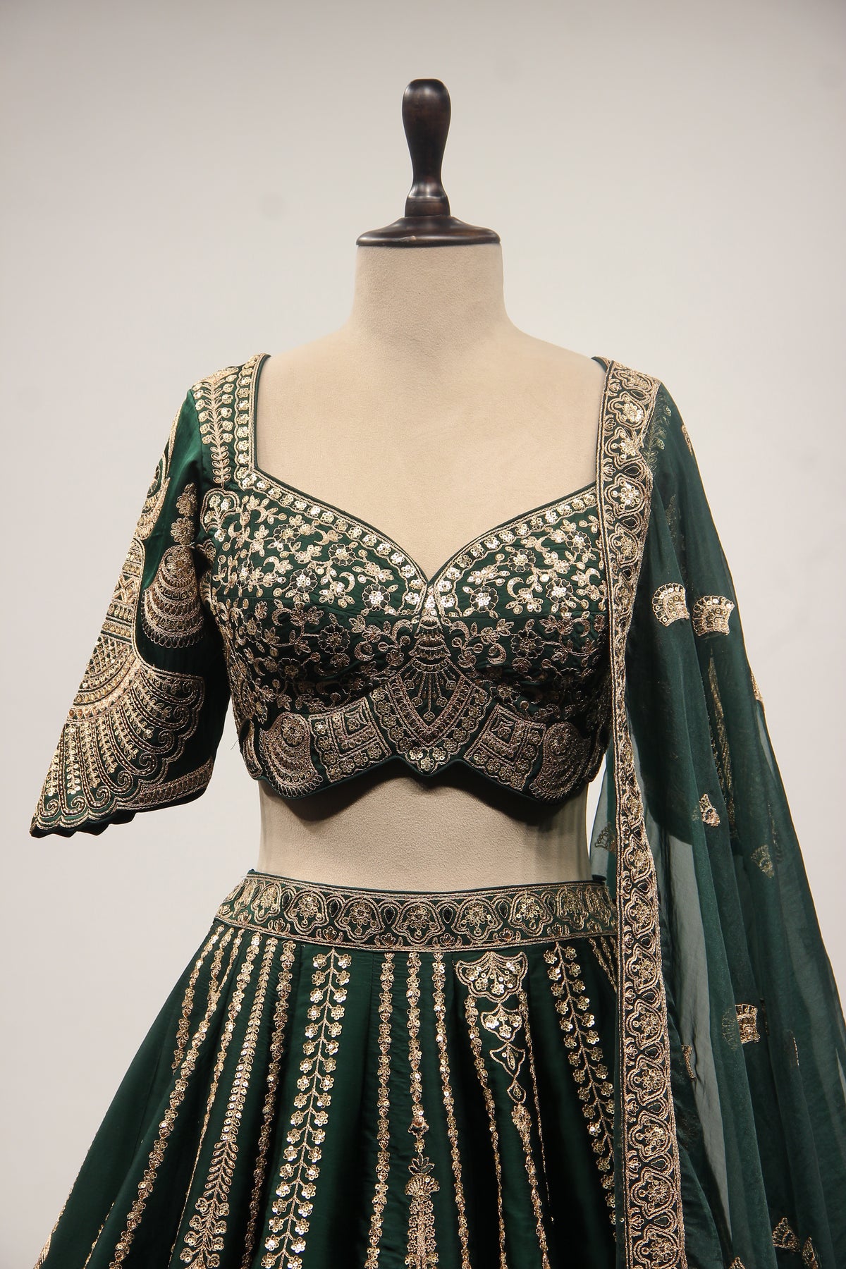 Silk Lehenga with Zari & Sequin Handwork and Crop Top