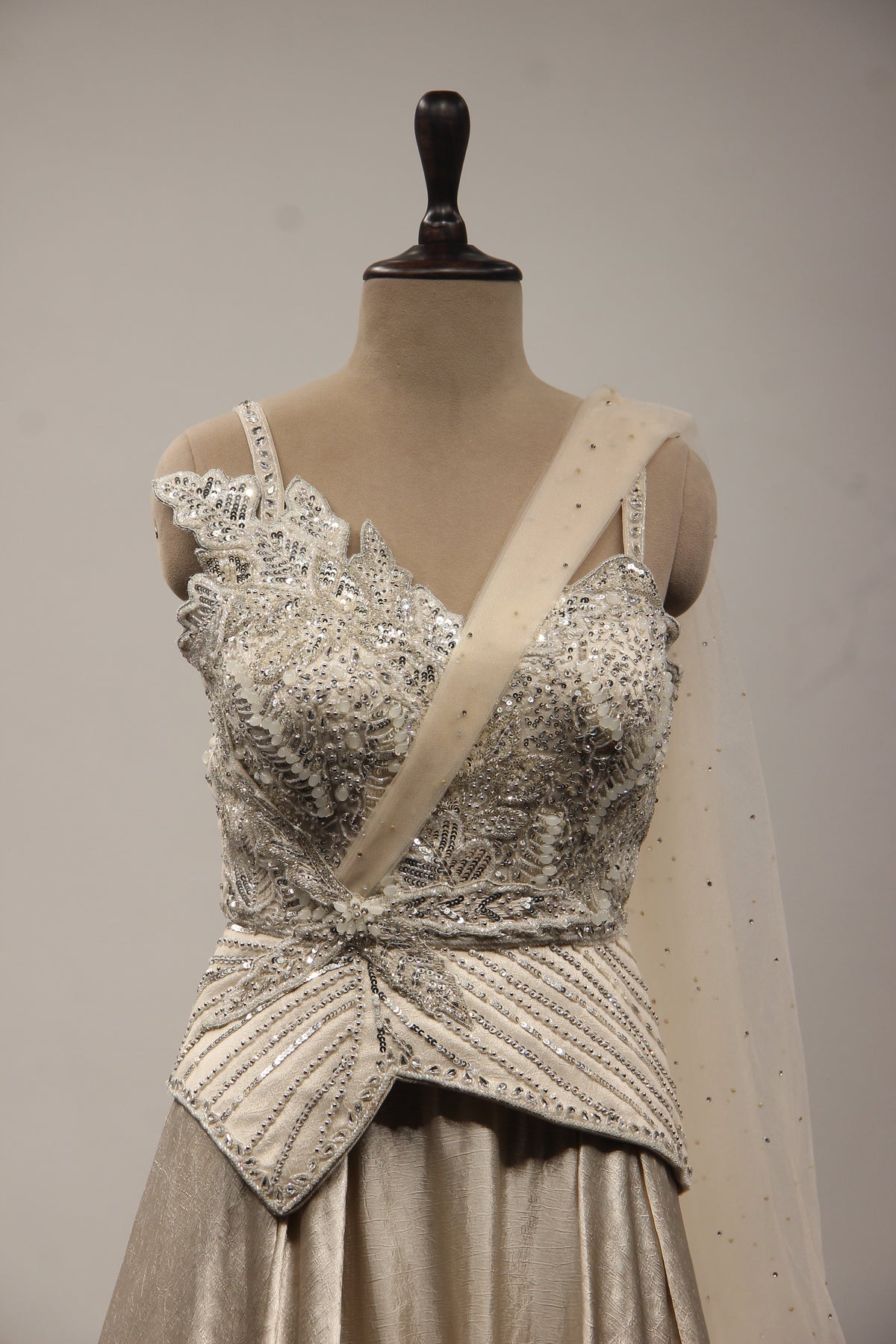 CREAM Imported Lehengas with Bead and Sequin work by OOS — product image 2