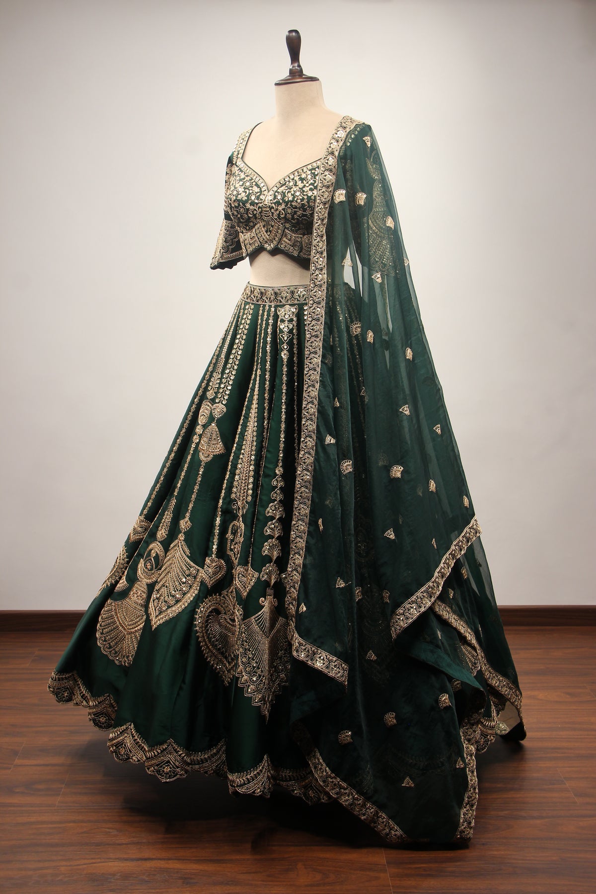 Silk Lehenga with Zari & Sequin Handwork and Crop Top