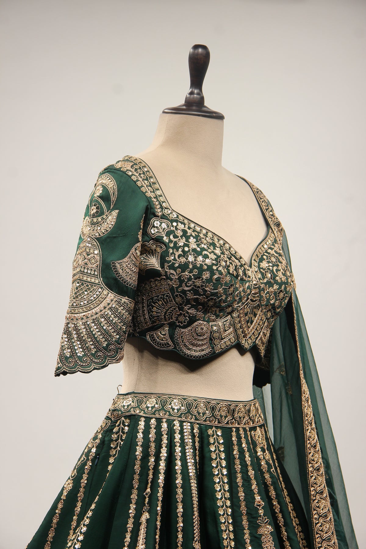 Silk Lehenga with Zari & Sequin Handwork and Crop Top