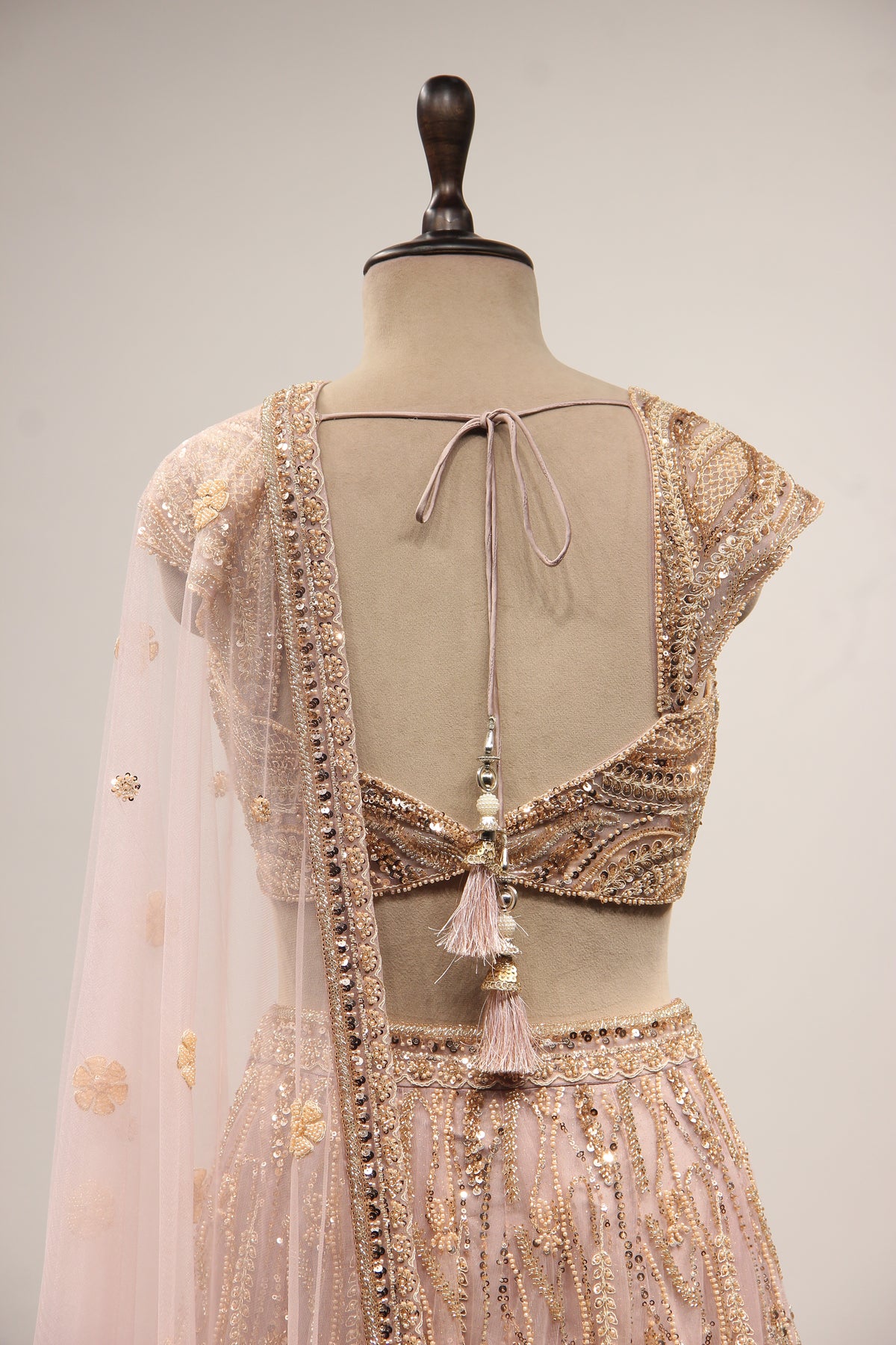 Lilac Net Lehenga with Cut Dana & Sequin Handwork Crop Top