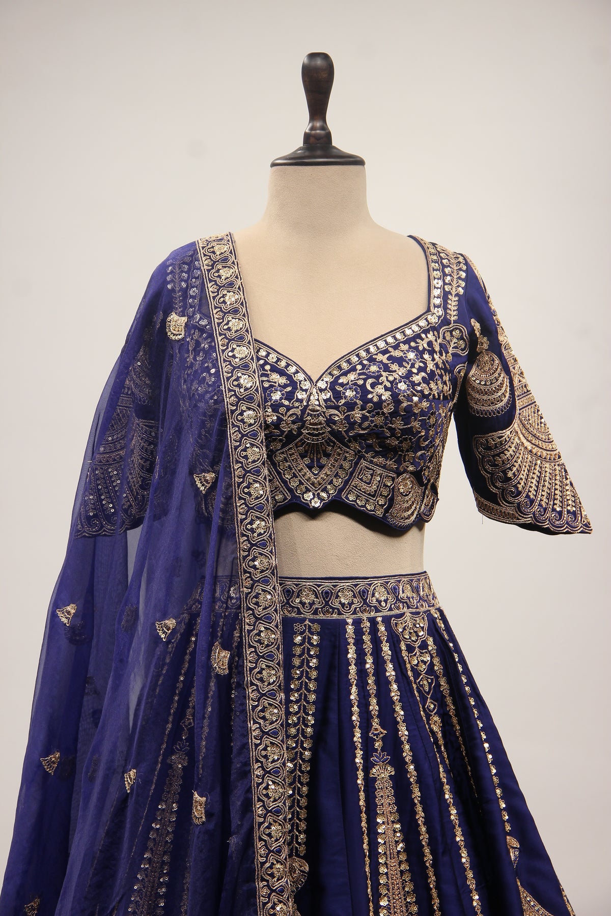 Silk Lehenga with Zari & Sequin Handwork and Crop Top