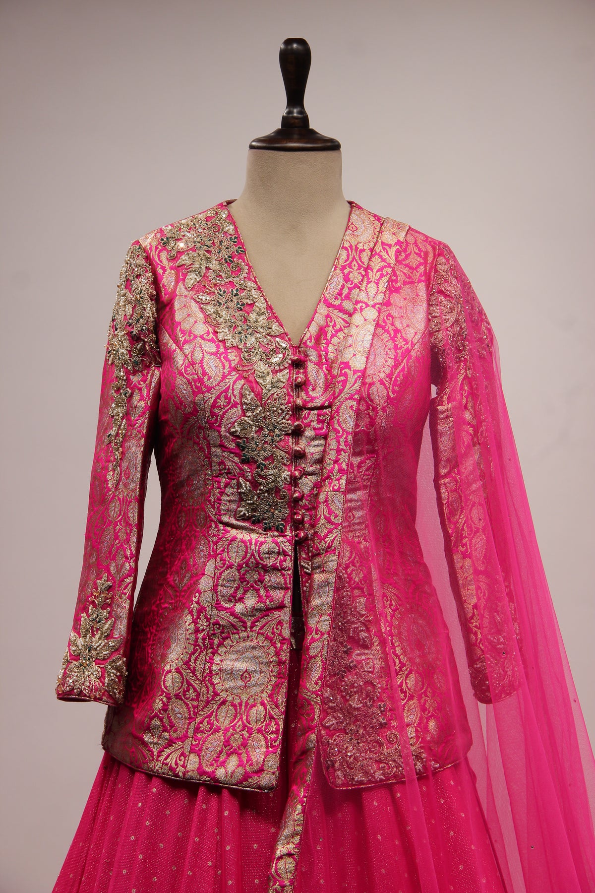 Rani Shimmer Georgette Lehenga with Stone & Bead Handwork Jacket