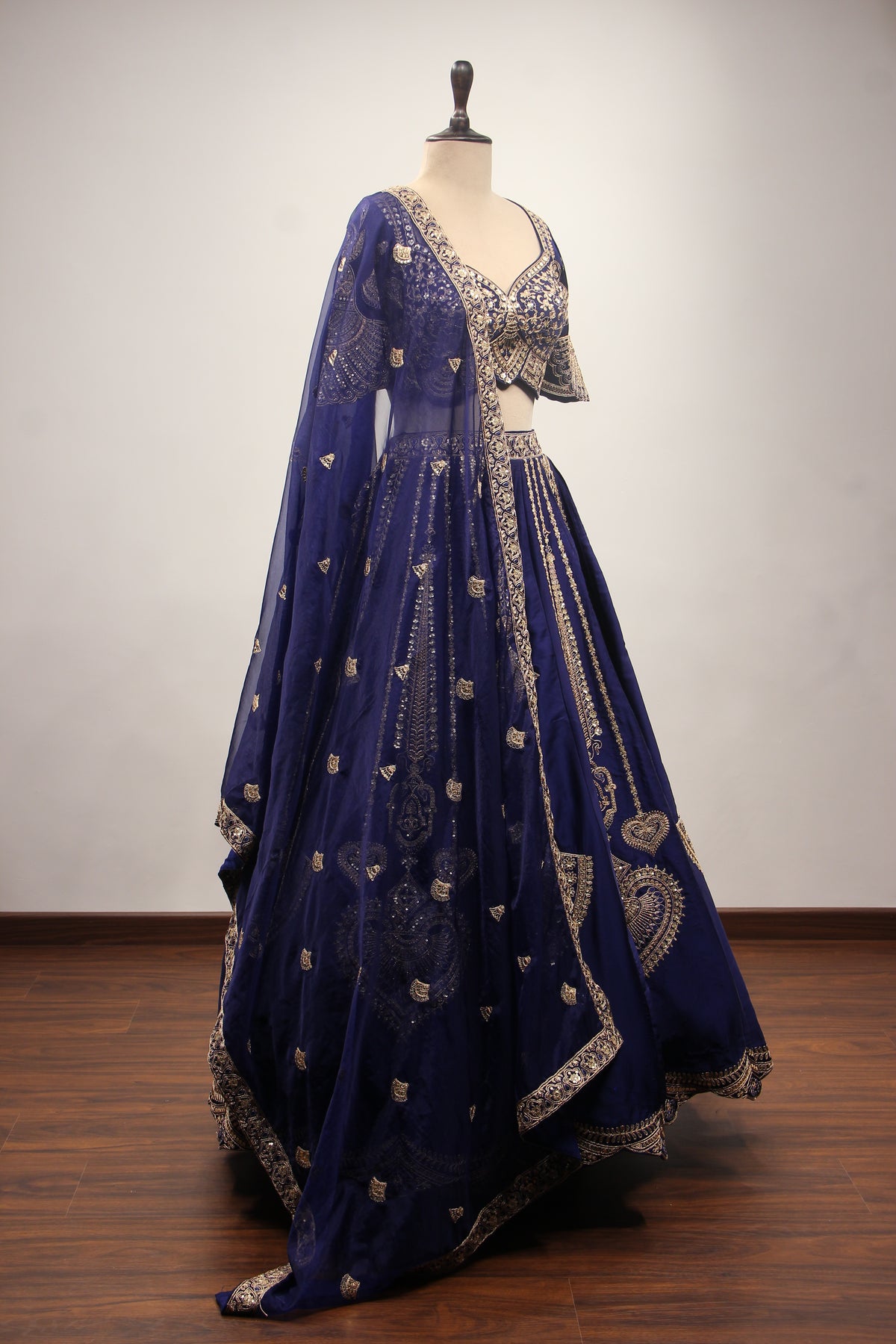 Silk Lehenga with Zari & Sequin Handwork and Crop Top
