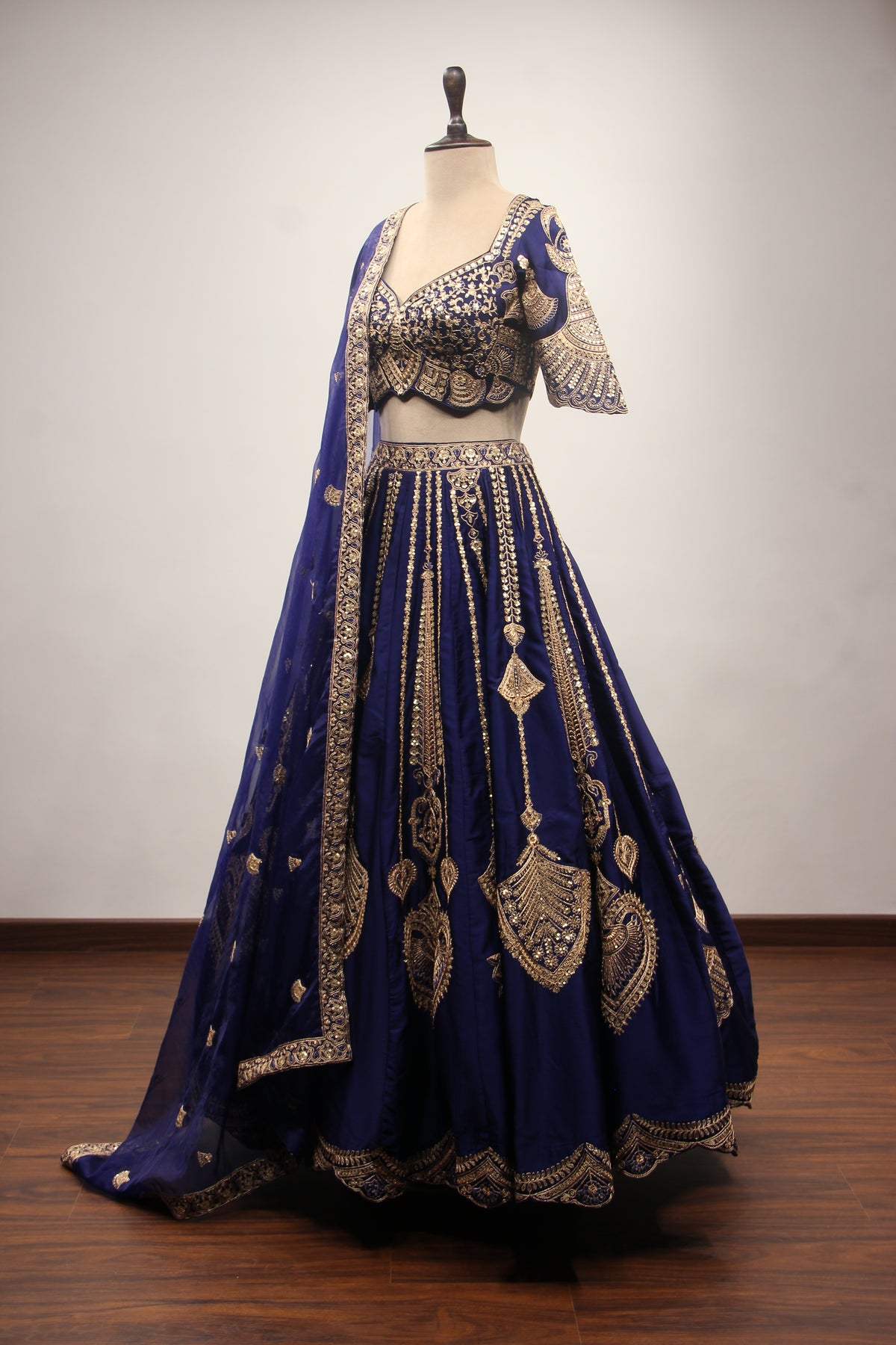 Silk Lehenga with Zari & Sequin Handwork and Crop Top