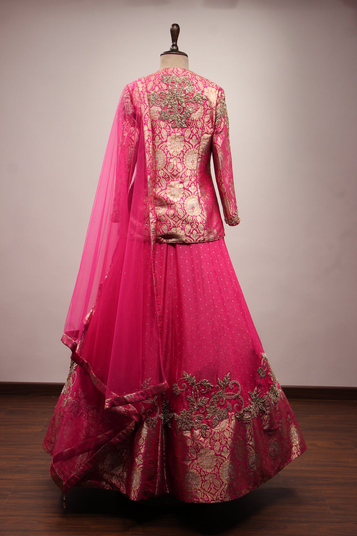 Rani Shimmer Georgette Lehenga with Stone & Bead Handwork Jacket
