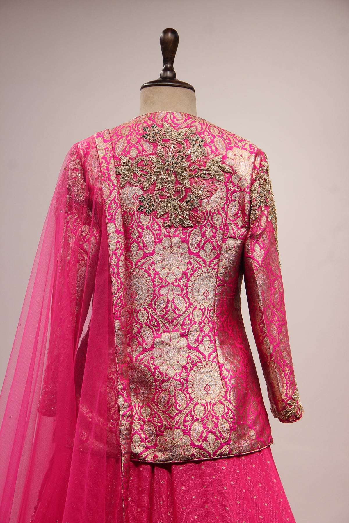 Rani Shimmer Georgette Lehenga with Stone & Bead Handwork Jacket