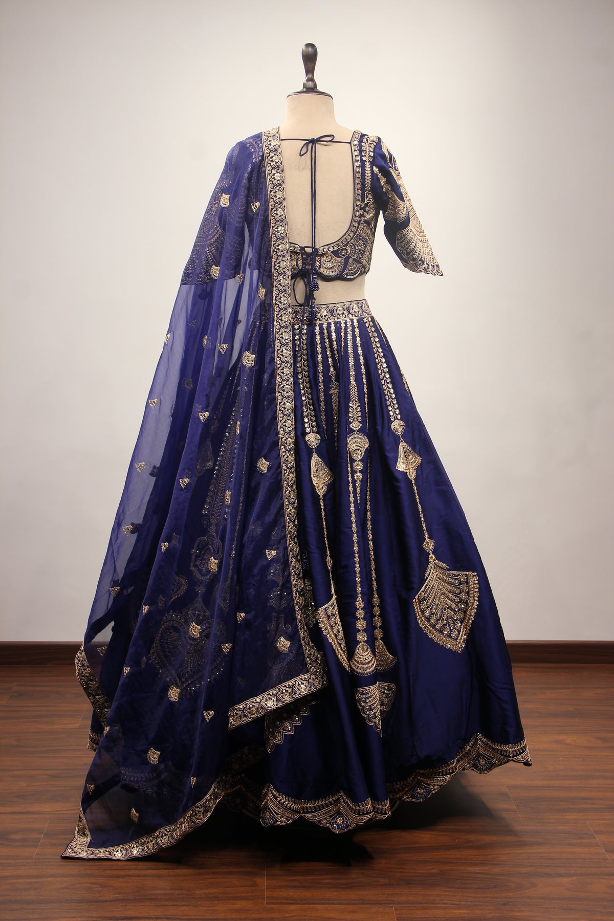 Silk Lehenga with Zari & Sequin Handwork and Crop Top