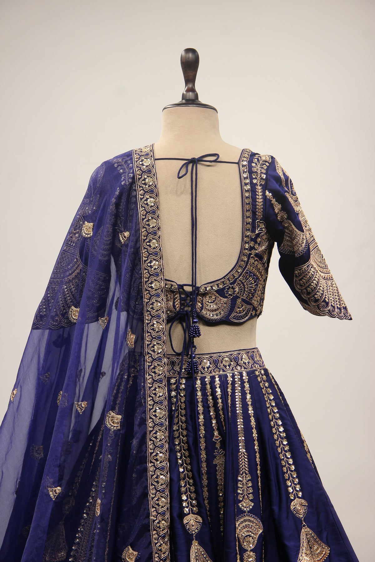 Silk Lehenga with Zari & Sequin Handwork and Crop Top
