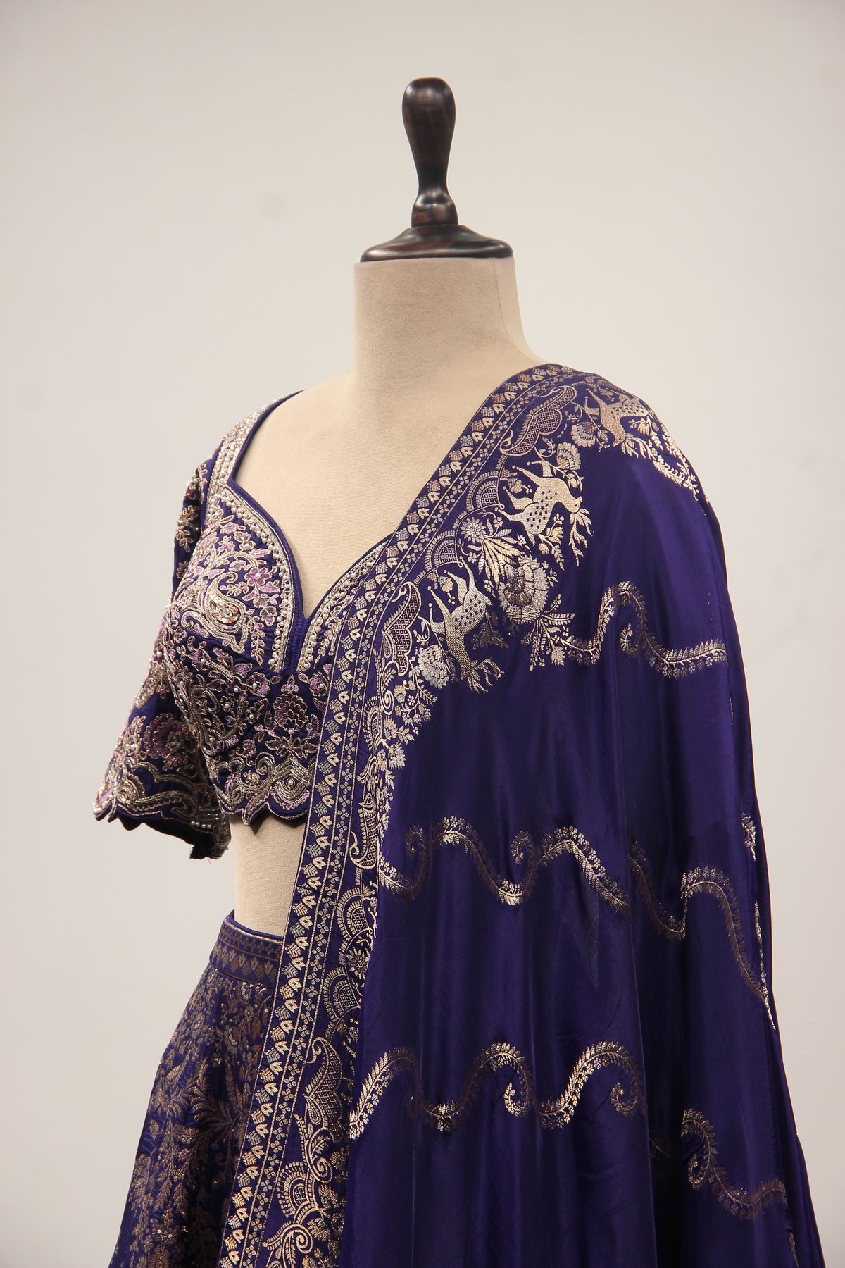 Purple Banarsi Brocade Lehenga with Resham & Cut Dana Handwork