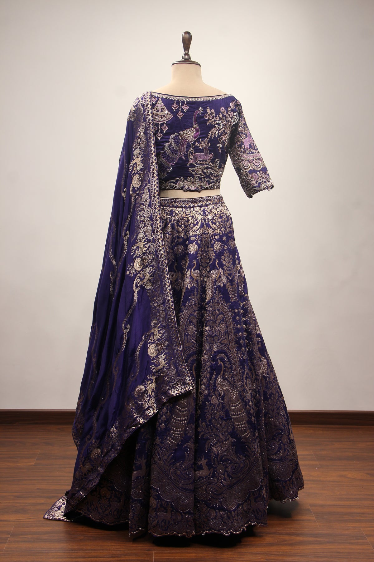 Purple Banarsi Brocade Lehenga with Resham & Cut Dana Handwork