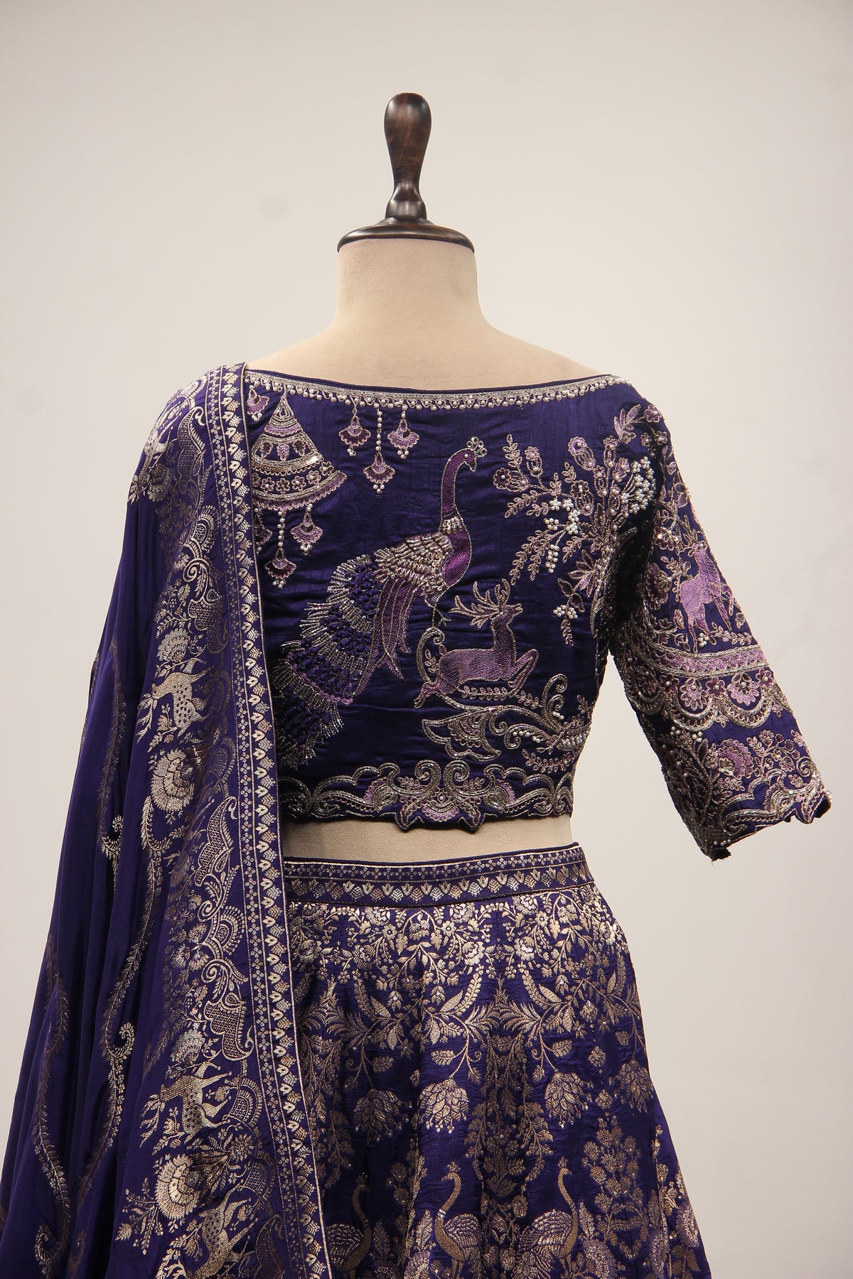 Purple Banarsi Brocade Lehenga with Resham & Cut Dana Handwork