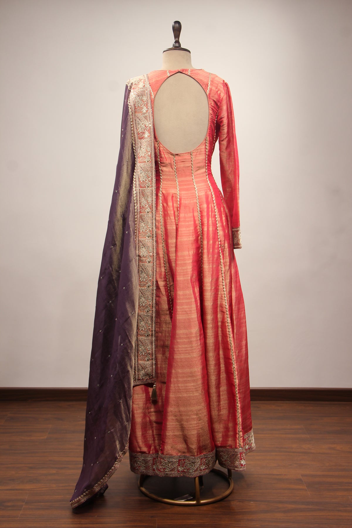 Tissue Gown with Cut Dana & Stone Handwork in Floor Length Anarkali