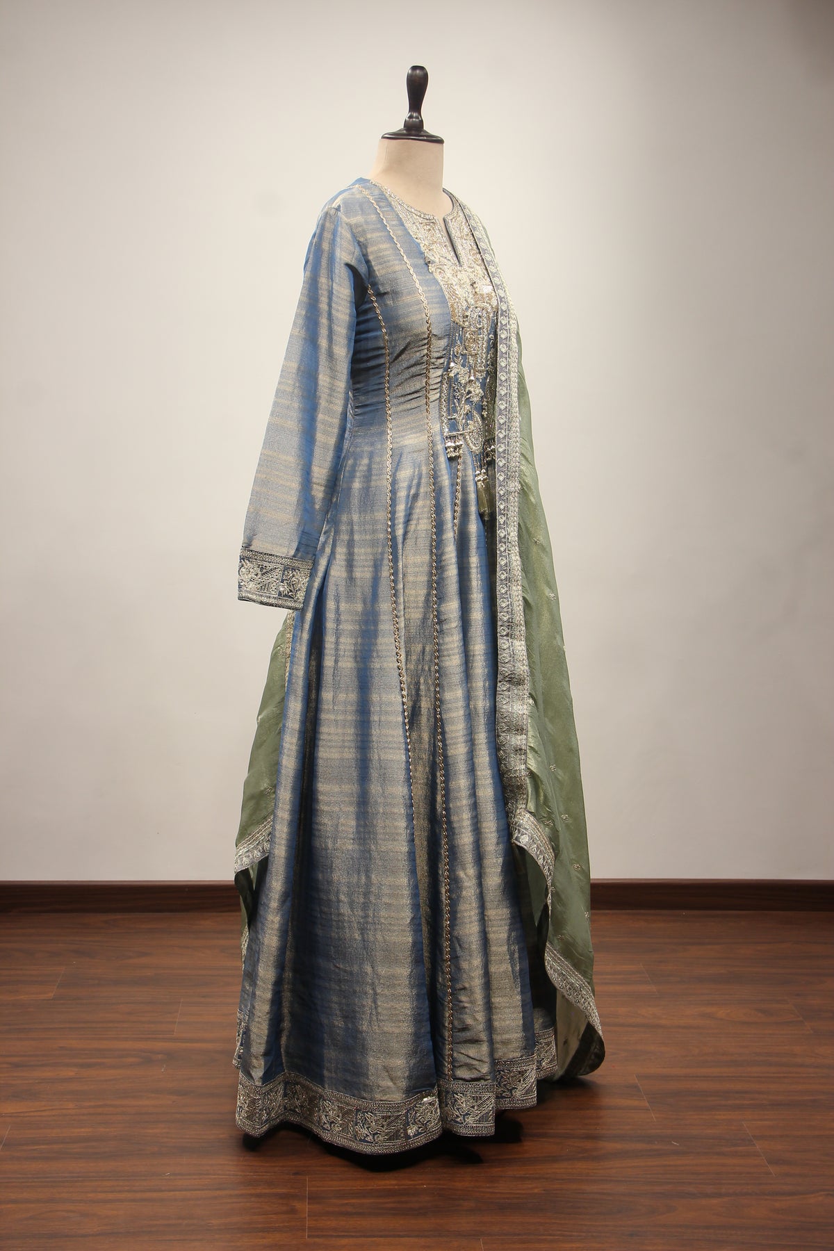 Tissue Gown with Cut Dana & Stone Handwork in Floor Length Anarkali