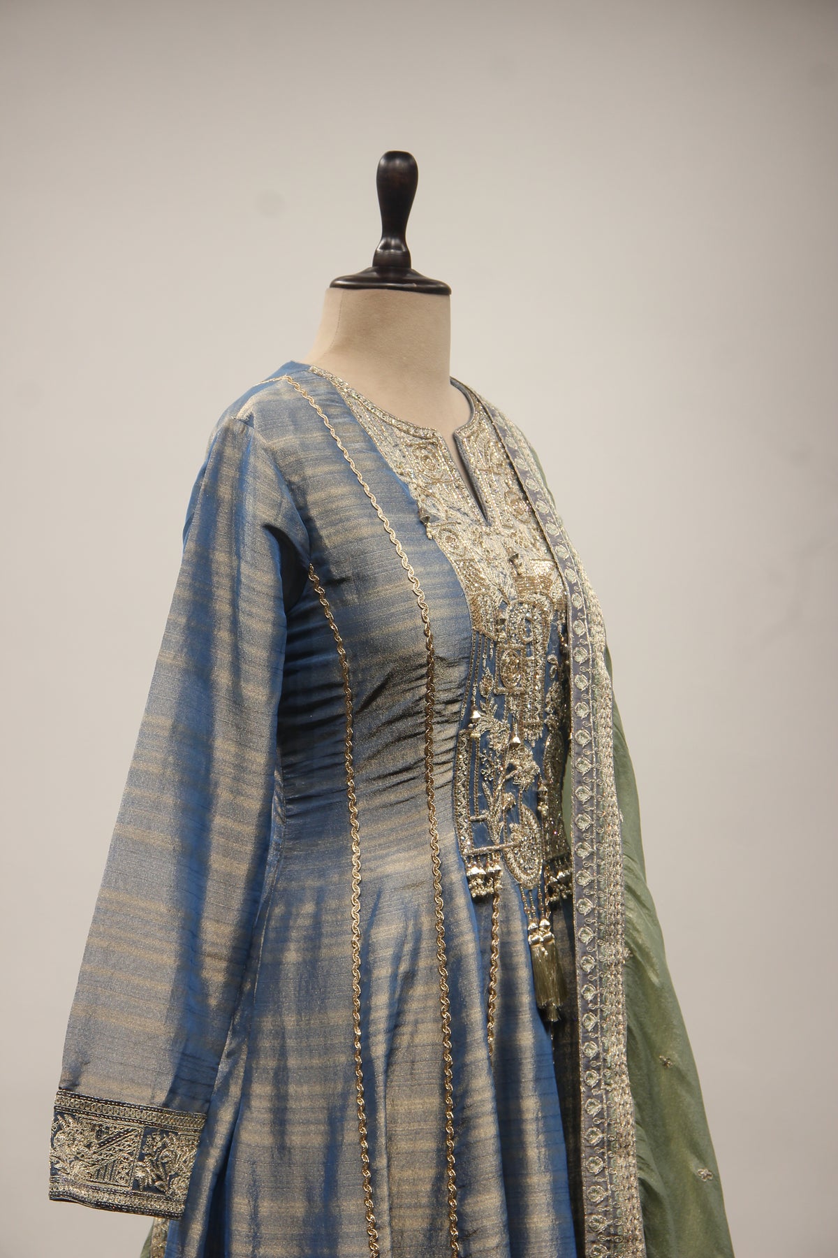 Tissue Gown with Cut Dana & Stone Handwork in Floor Length Anarkali