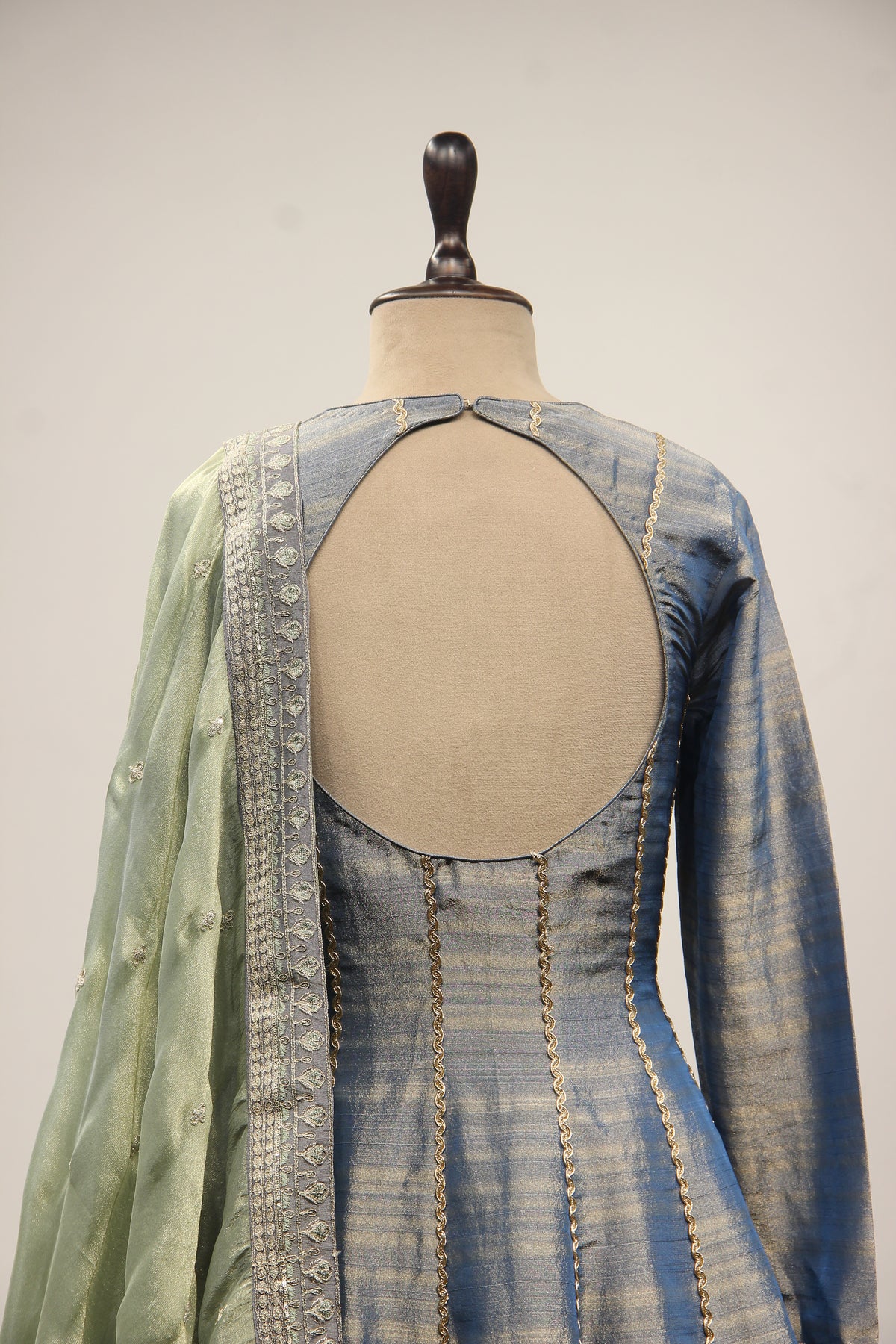 Tissue Gown with Cut Dana & Stone Handwork in Floor Length Anarkali