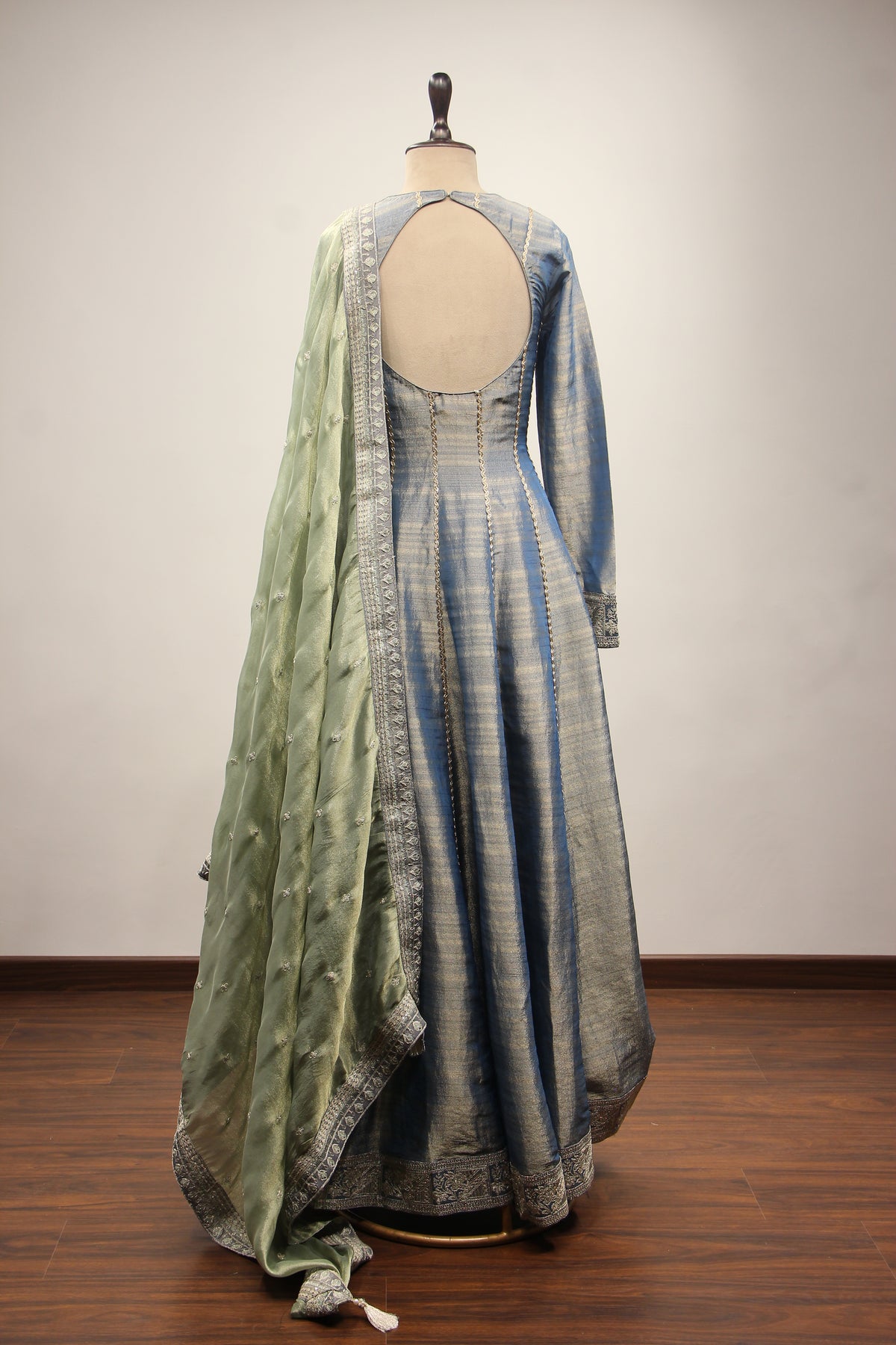Tissue Gown with Cut Dana & Stone Handwork in Floor Length Anarkali