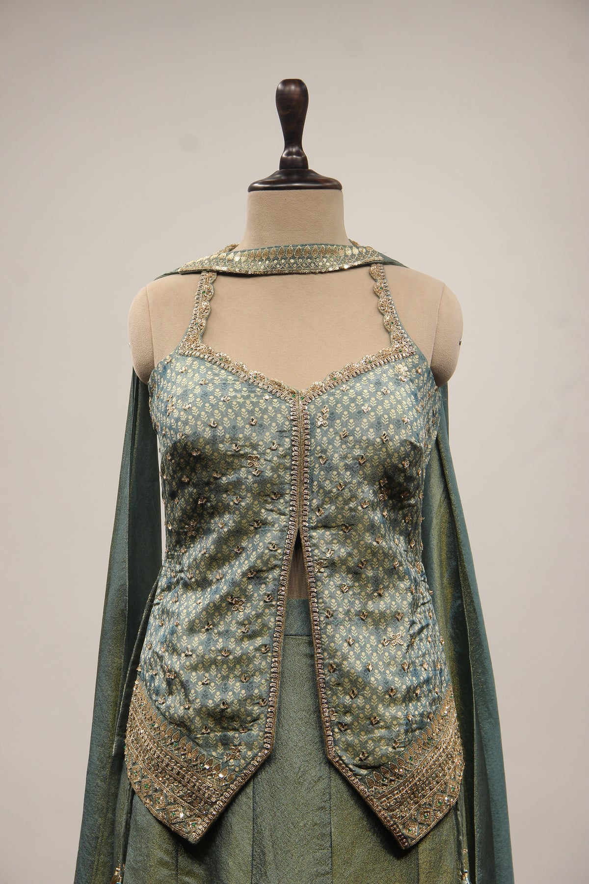 BLUE Tissue Choker Dupatta with Mirror and Sequin work by OOS — product image 2