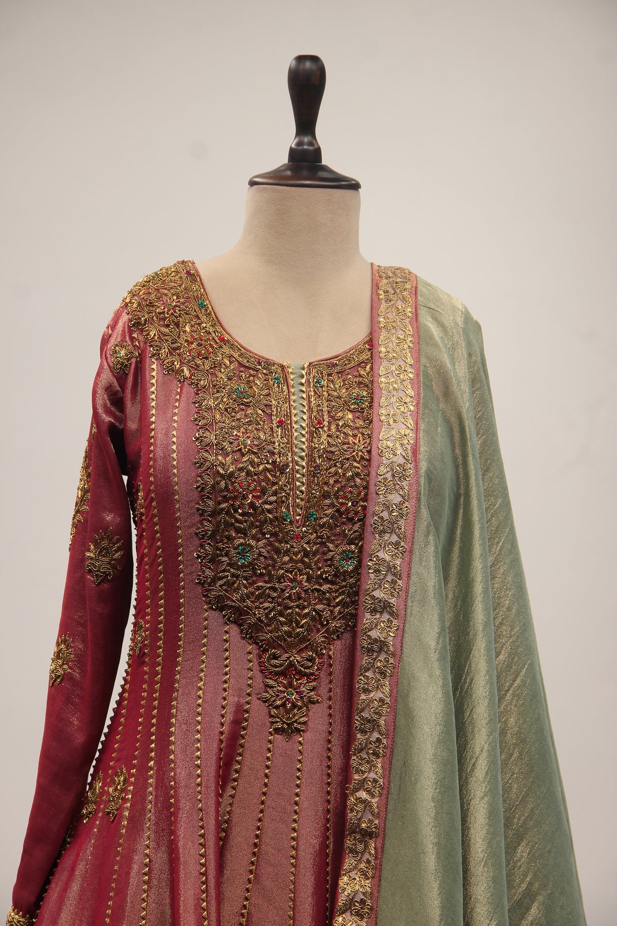 Banarasi Brocade Gown with Mirror & Zari Handwork Anarkali