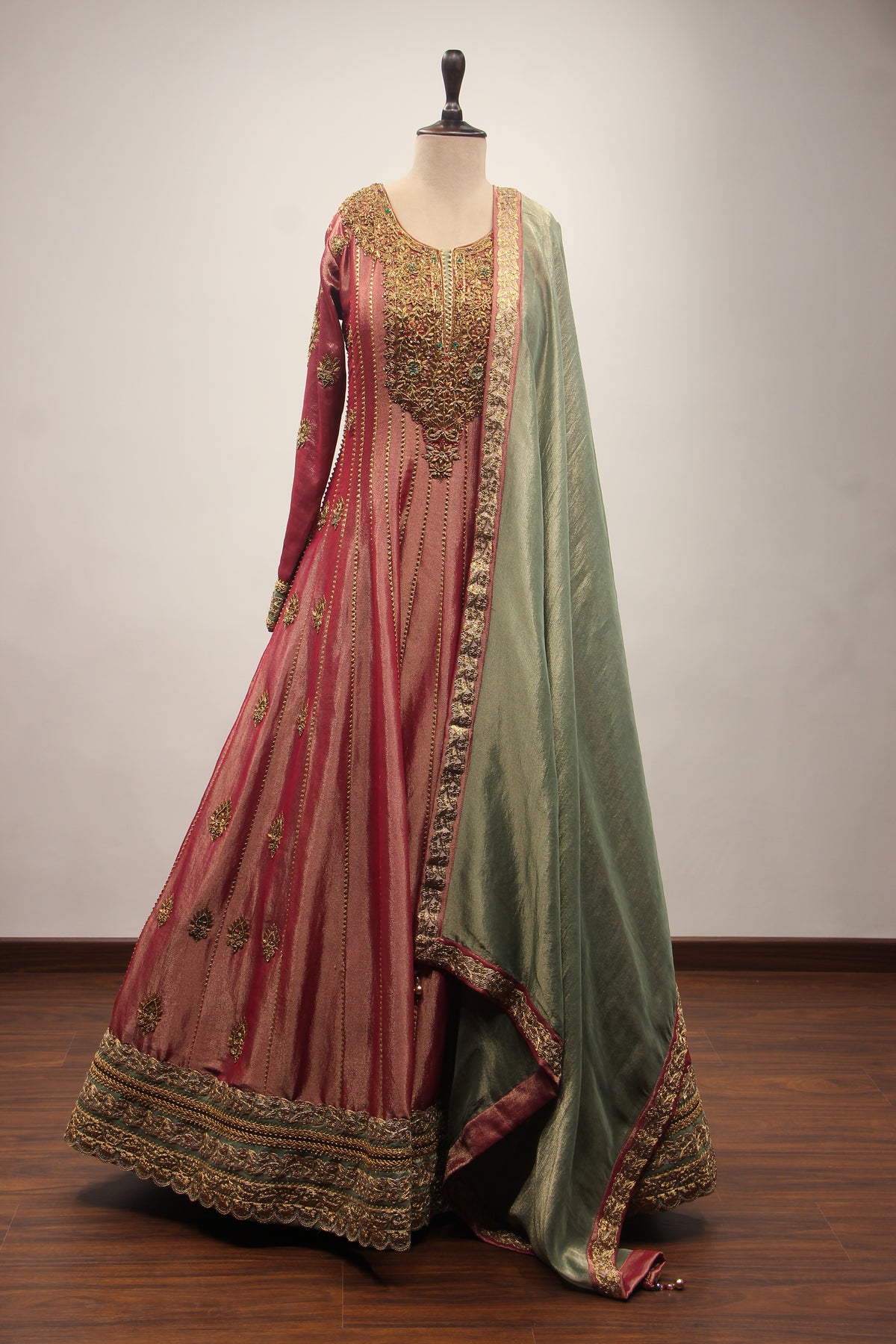 Banarasi Brocade Gown with Mirror & Zari Handwork Anarkali