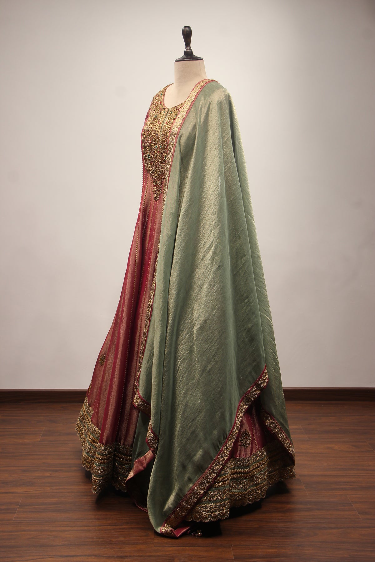 Banarasi Brocade Gown with Mirror & Zari Handwork Anarkali