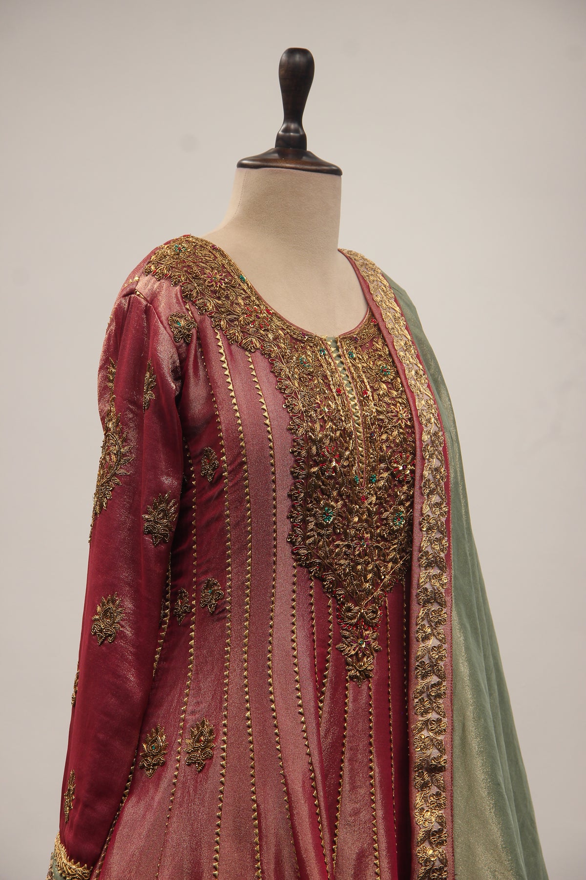 Banarasi Brocade Gown with Mirror & Zari Handwork Anarkali