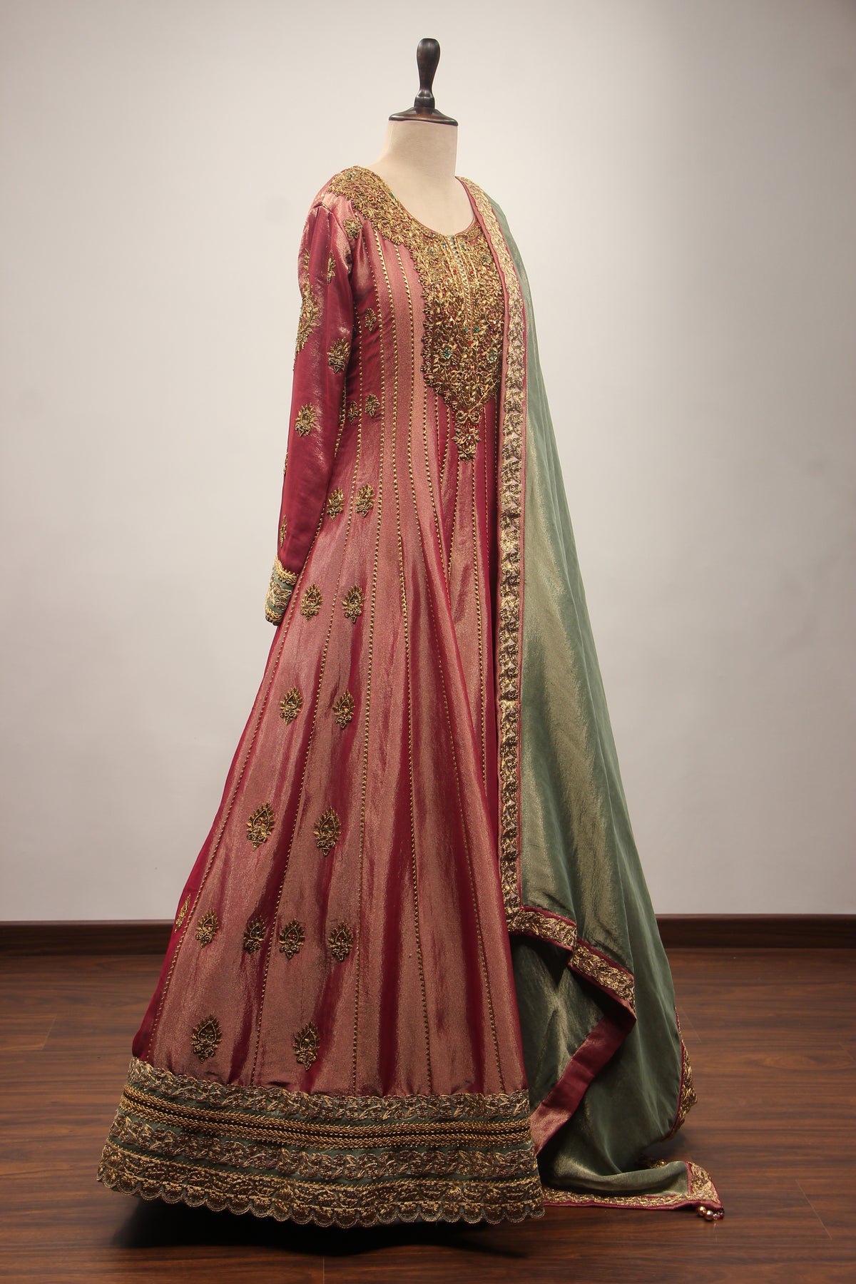 Banarasi Brocade Gown with Mirror & Zari Handwork Anarkali