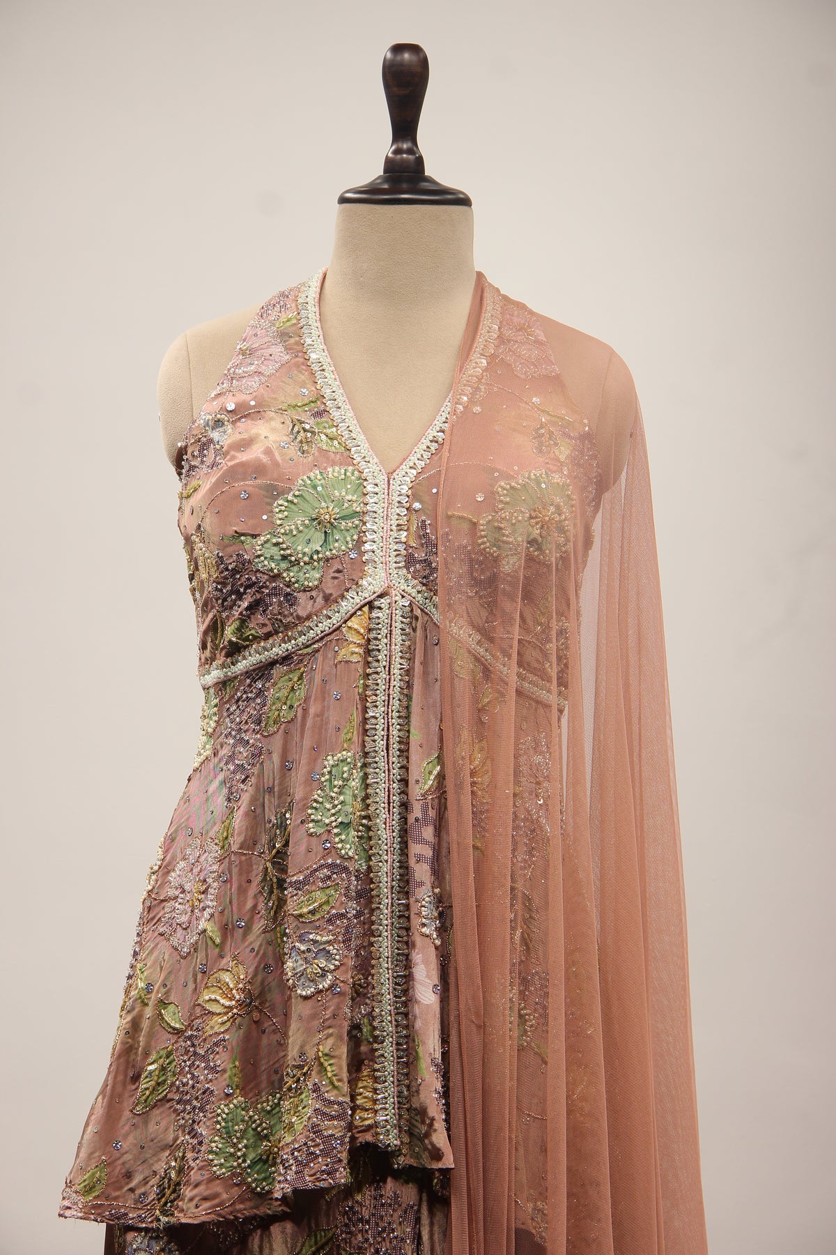GREEN Crepe Peplum with Bead and Cut Dana work by OOS — product image 2