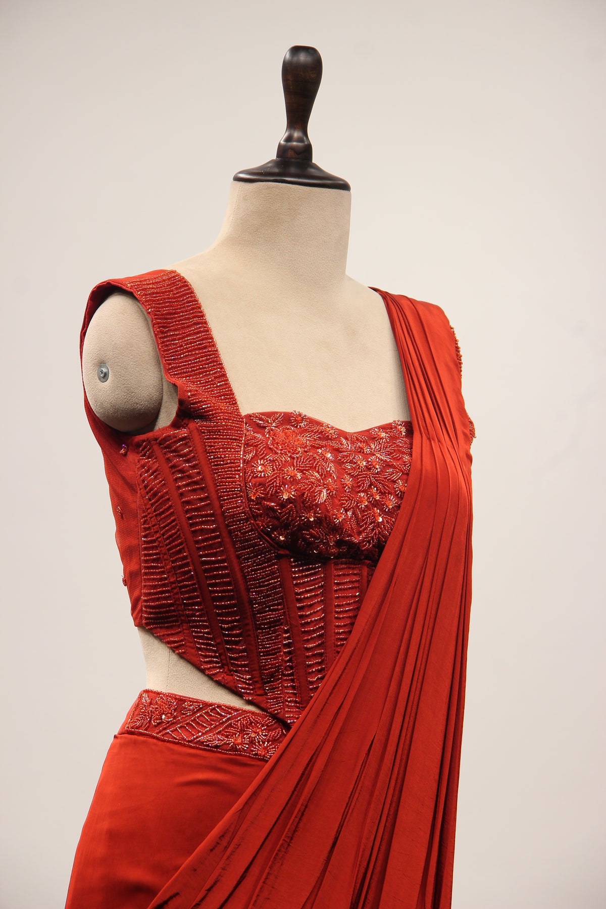 Crepe Ready-to-Wear Drape Saree with Cut Dana & Sequin Handwork