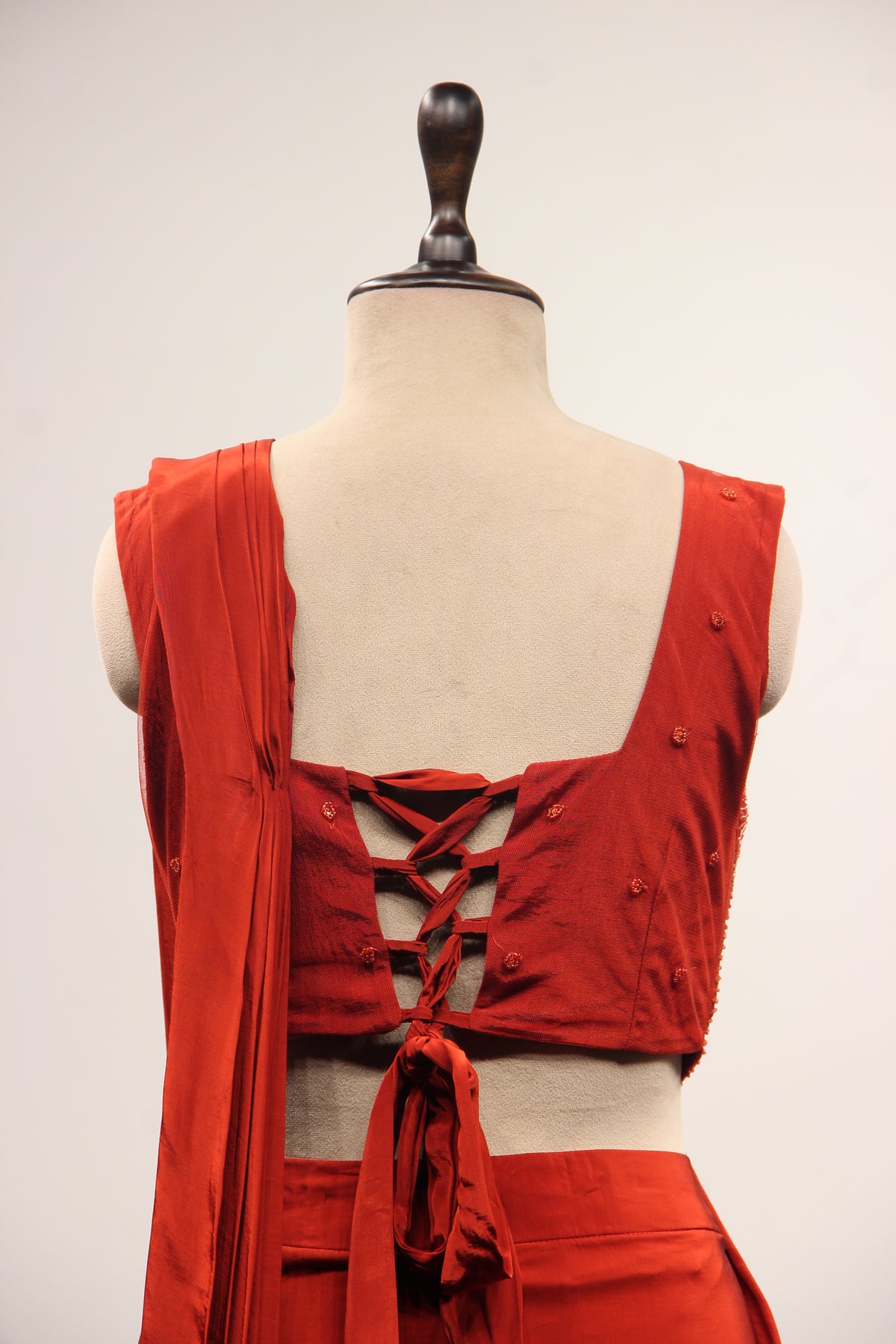 Crepe Ready-to-Wear Drape Saree with Cut Dana & Sequin Handwork