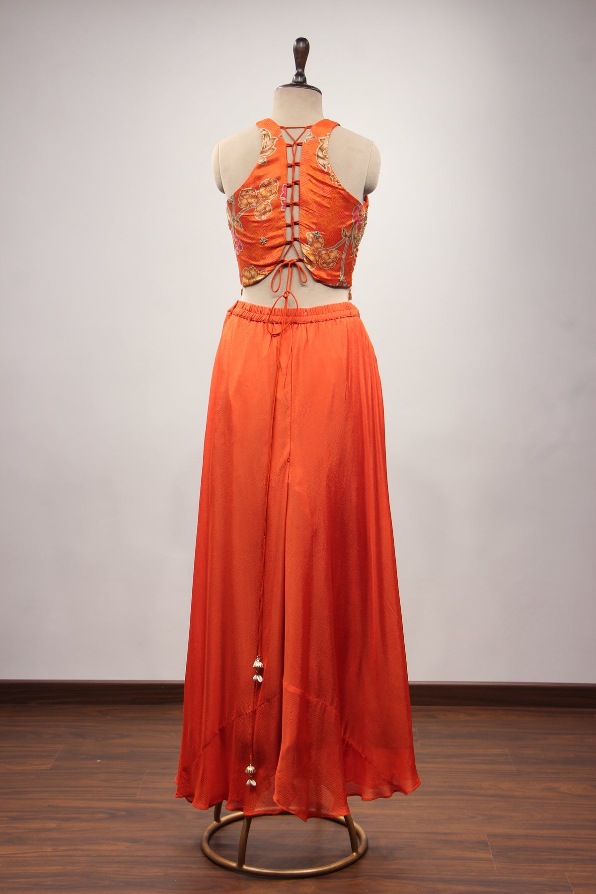 Crepe Rust Indo Western with Printed & Sequin Handwork