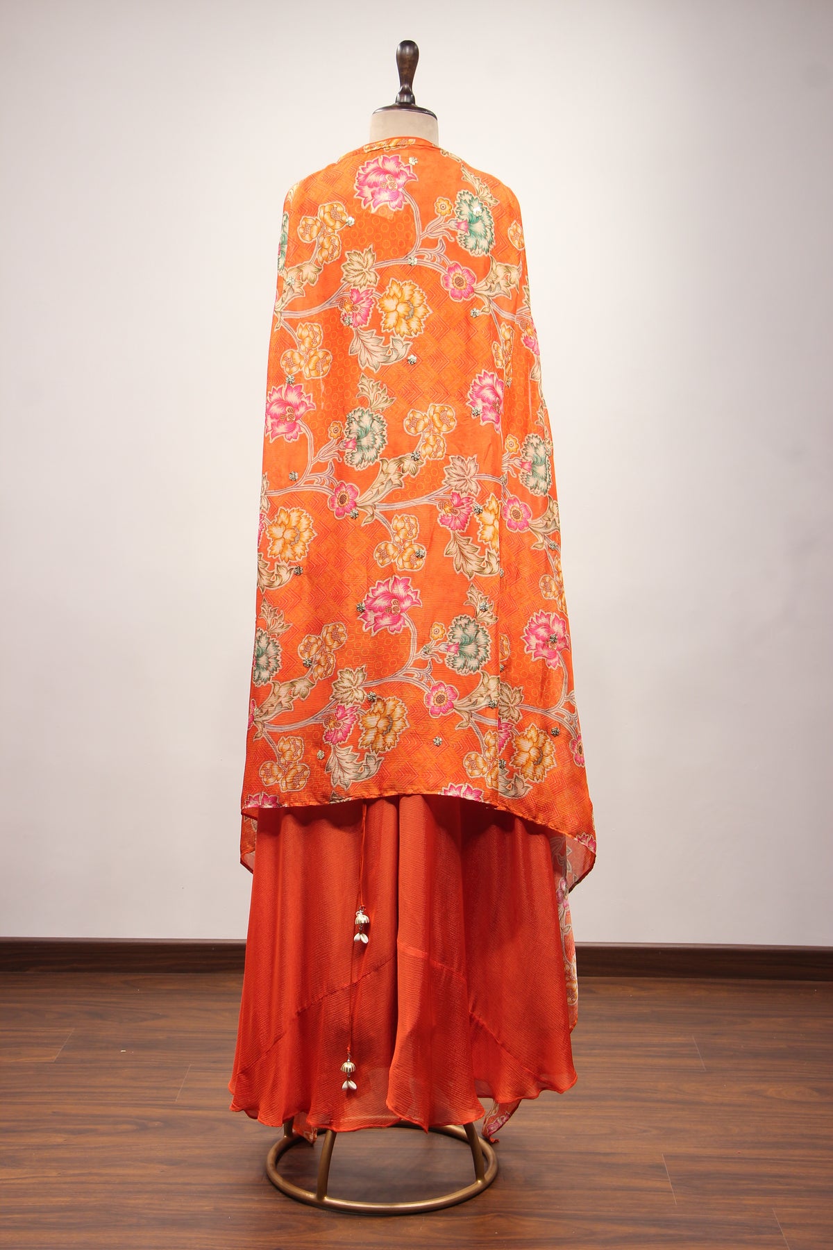 Crepe Rust Indo Western with Printed & Sequin Handwork