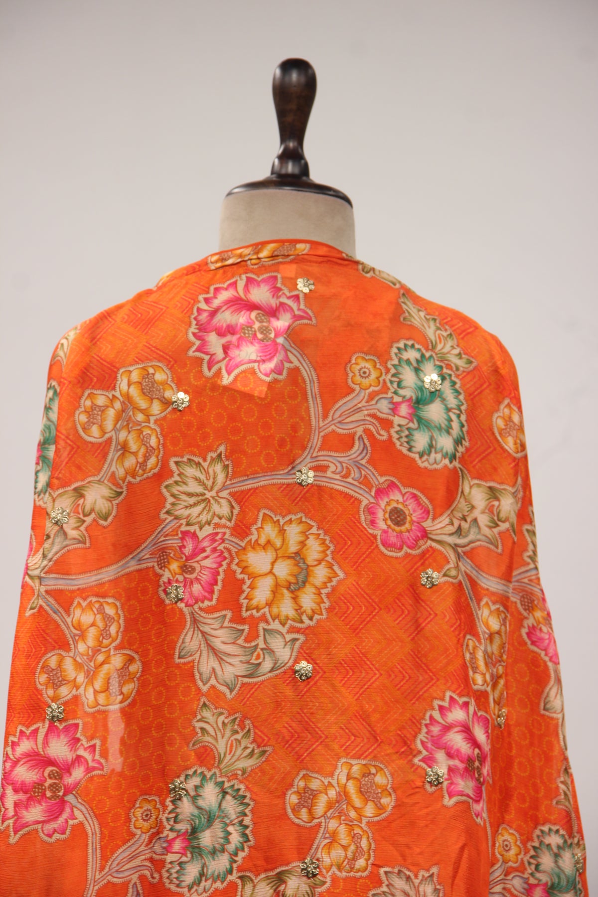 Crepe Rust Indo Western with Printed & Sequin Handwork
