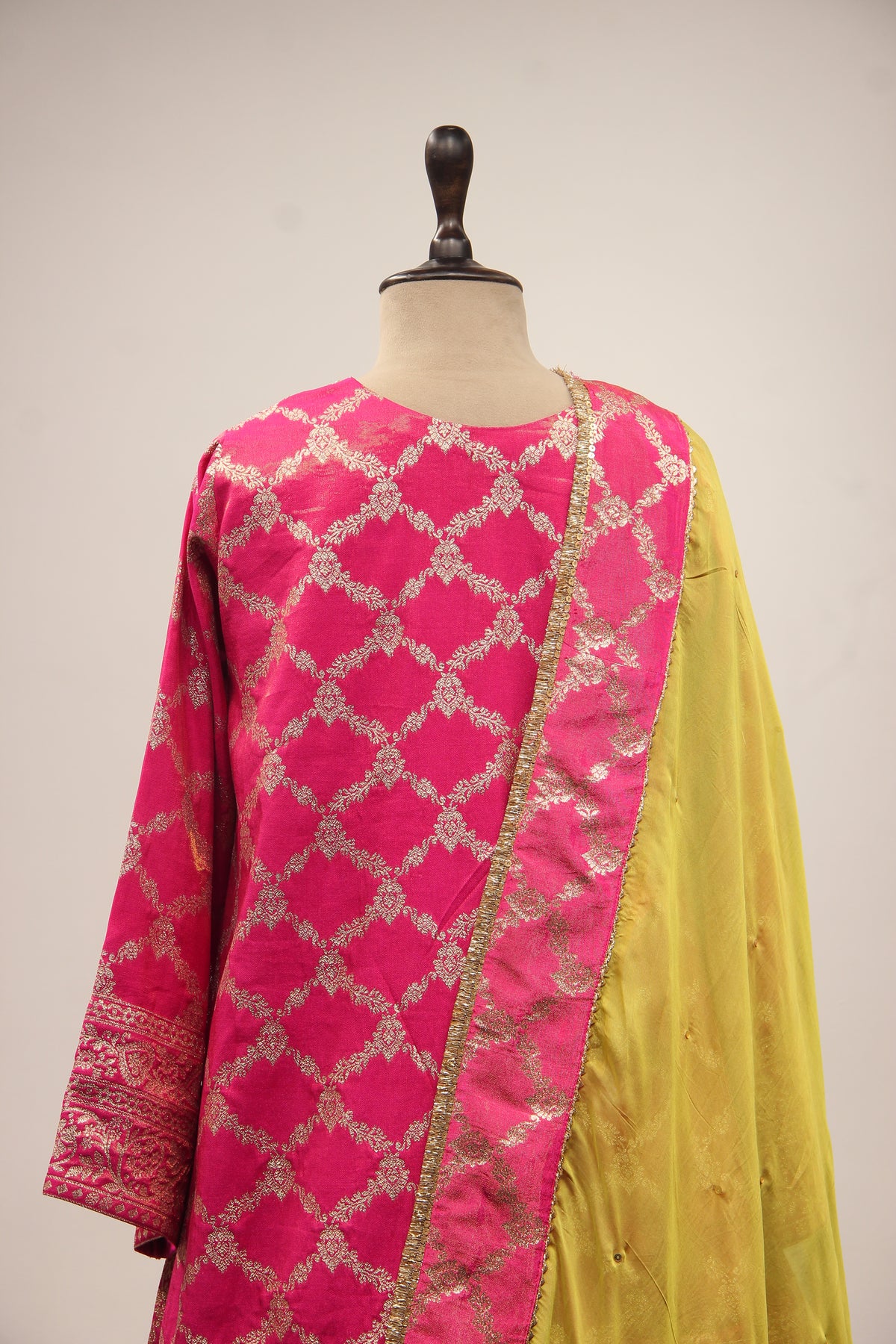 Rani Banarasi Brocade Farshi Suit with Sequin & Zardozi Handwork – back close-up