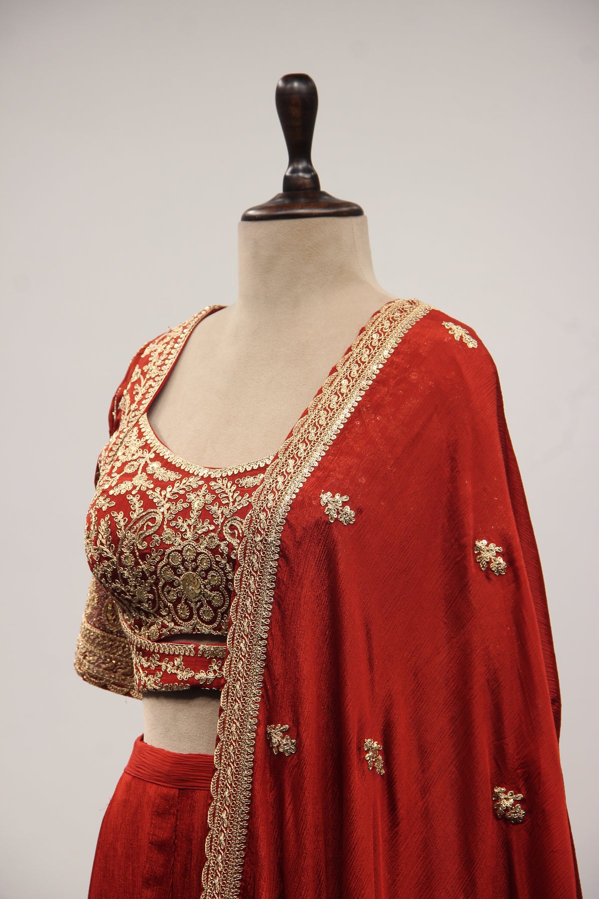 Crepe Rust Crop Top Palazzo Set with Zari & Sequin Handwork