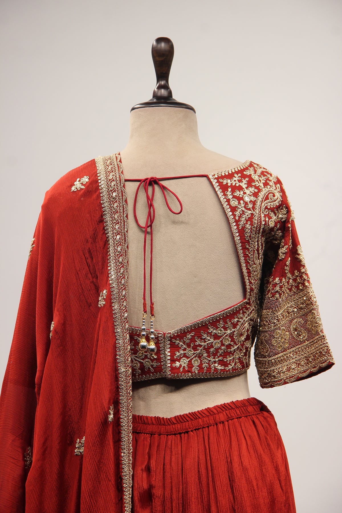 Crepe Rust Crop Top Palazzo Set with Zari & Sequin Handwork