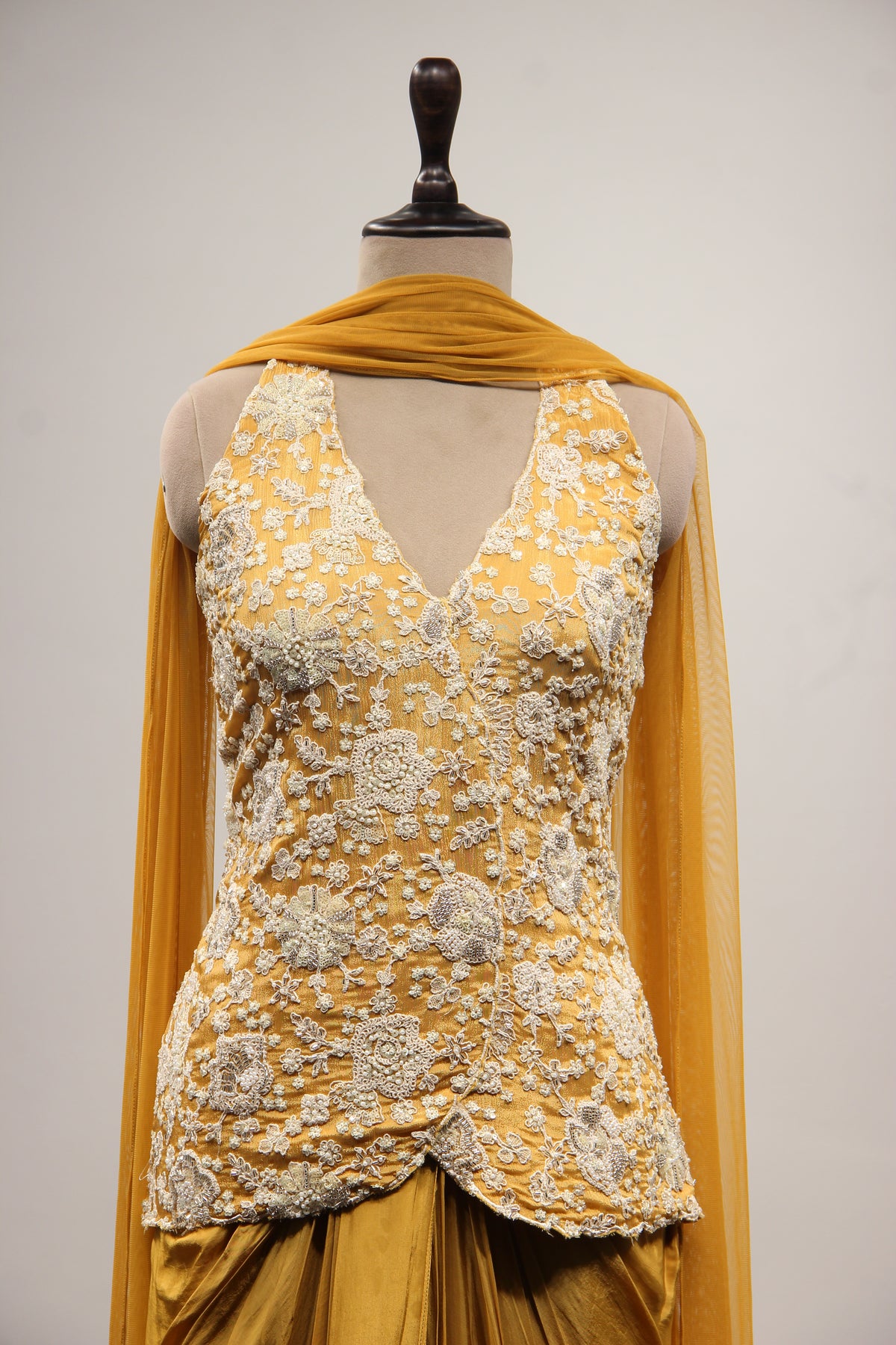 Crepe Halter Neck Indo Western with Sequin & Bead Handwork
