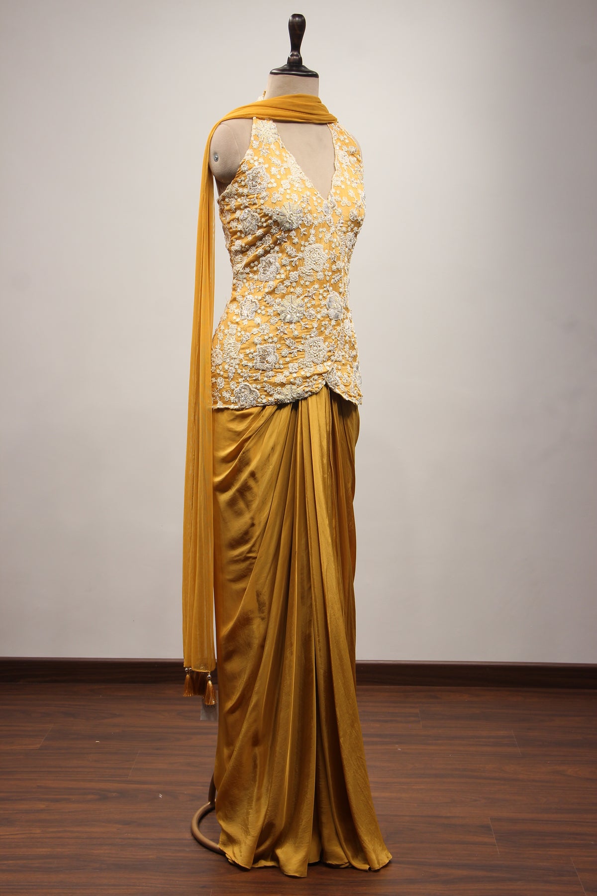 Crepe Halter Neck Indo Western with Sequin & Bead Handwork