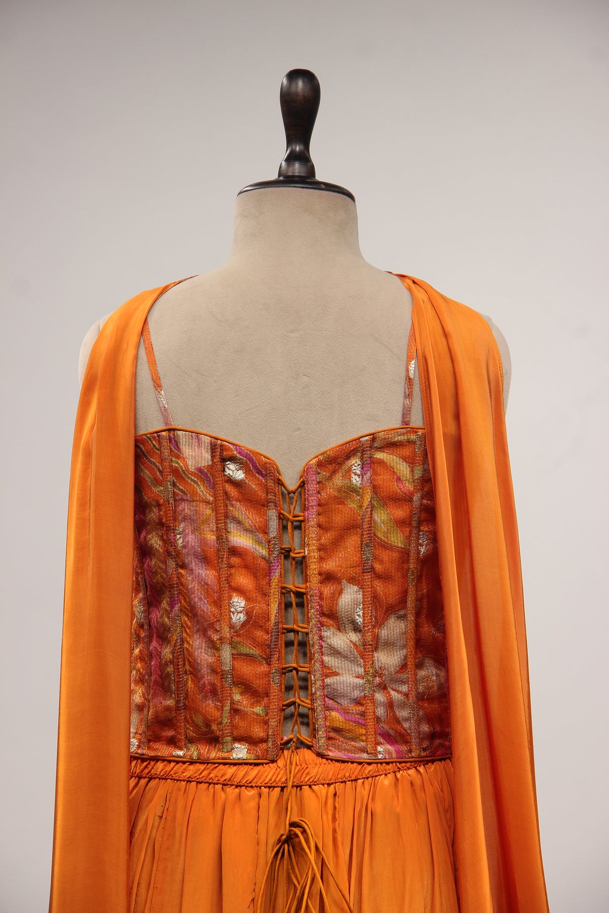 Georgette Rust Corset Blouse Set with Sequin & Cut Dana Handwork