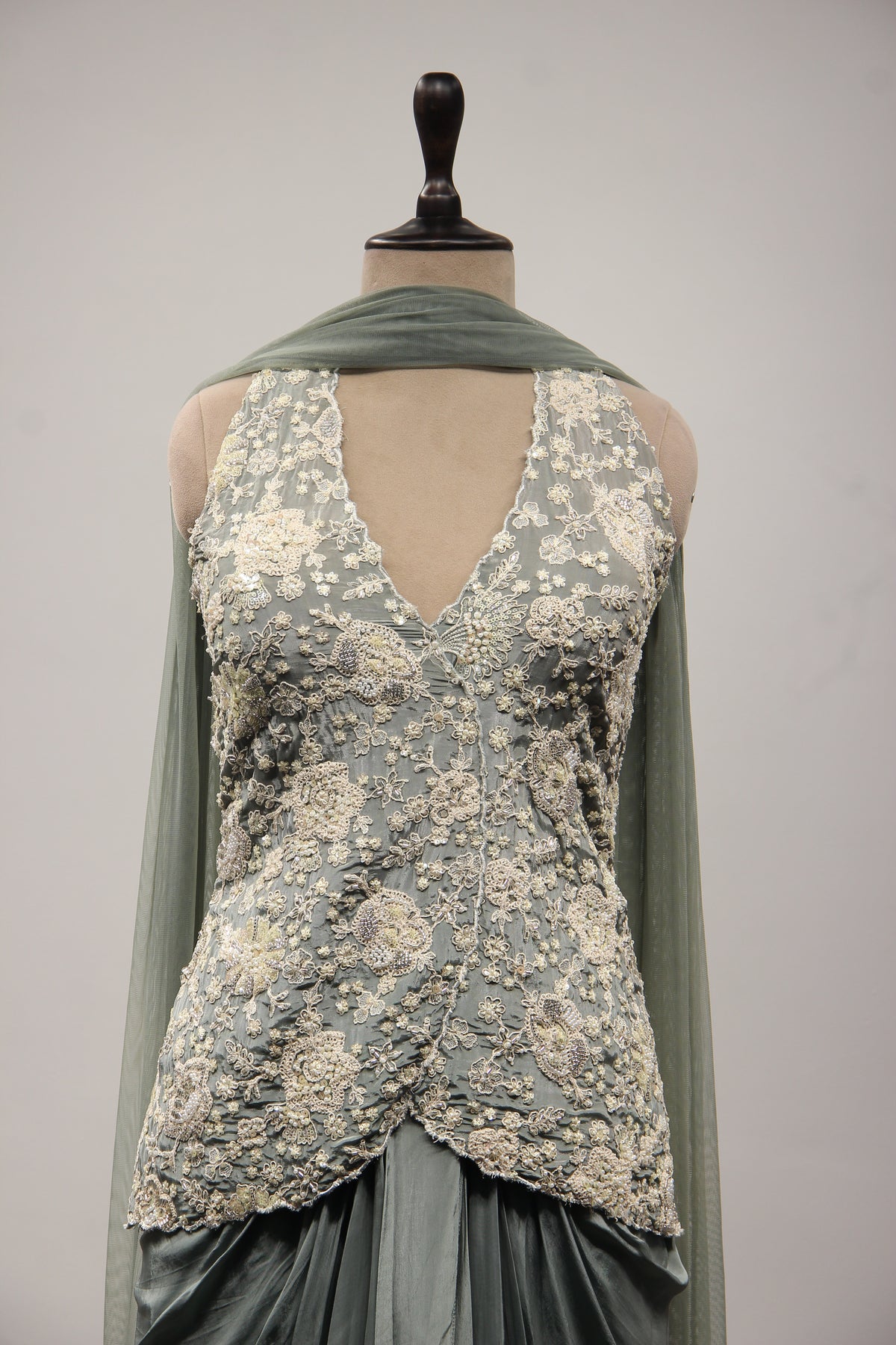 Crepe Halter Neck Indo Western with Sequin & Bead Handwork