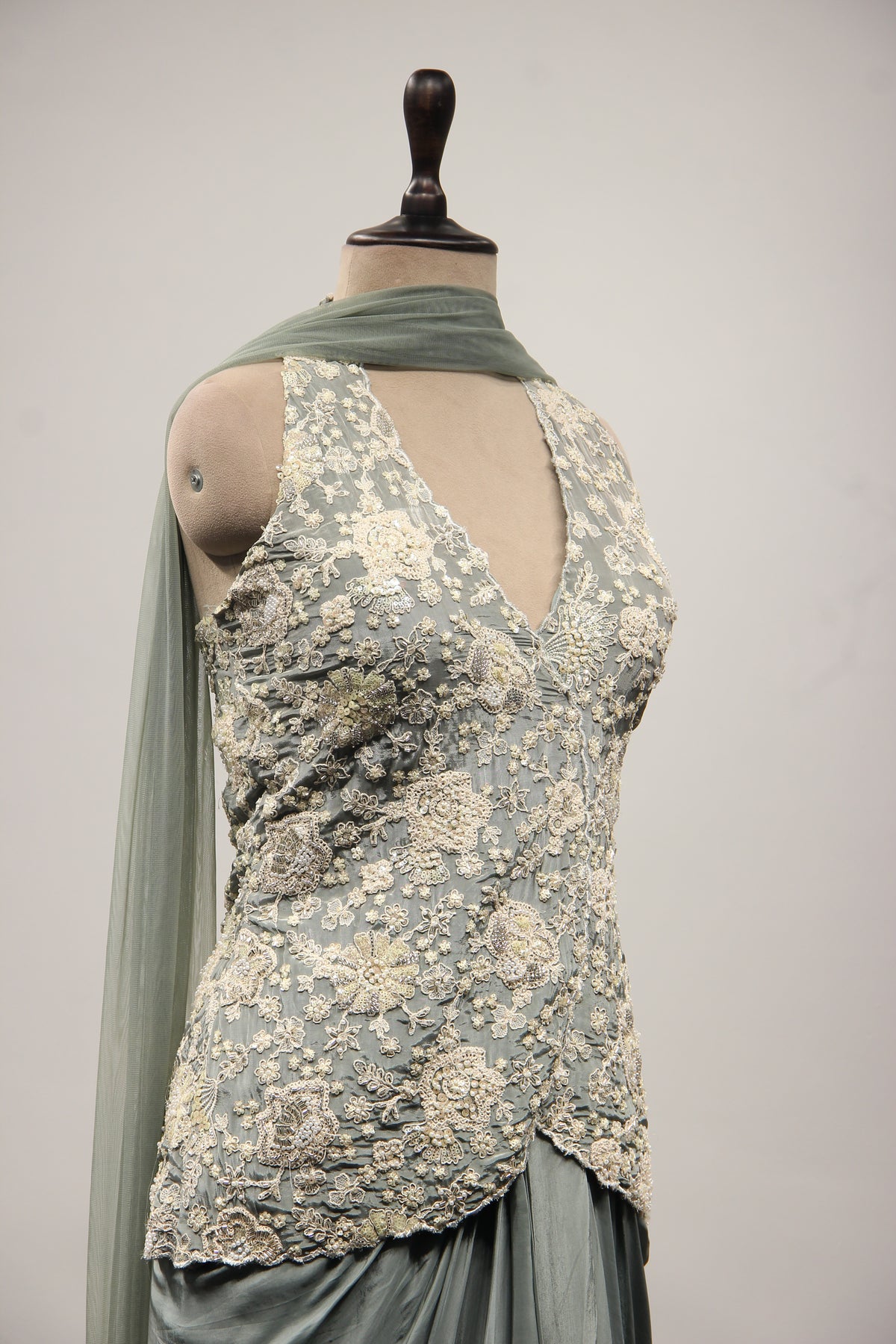 Crepe Halter Neck Indo Western with Sequin & Bead Handwork