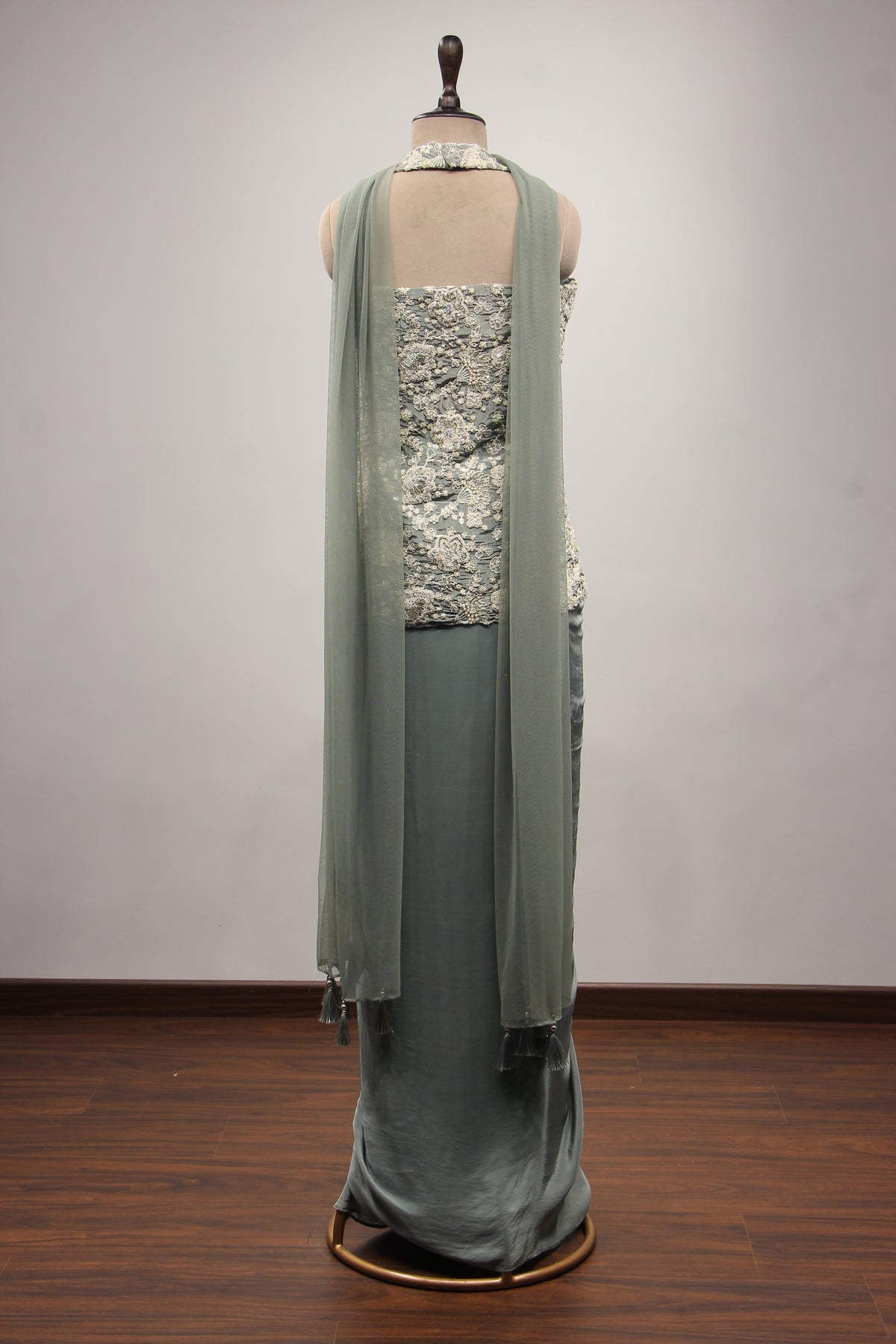 Crepe Halter Neck Indo Western with Sequin & Bead Handwork