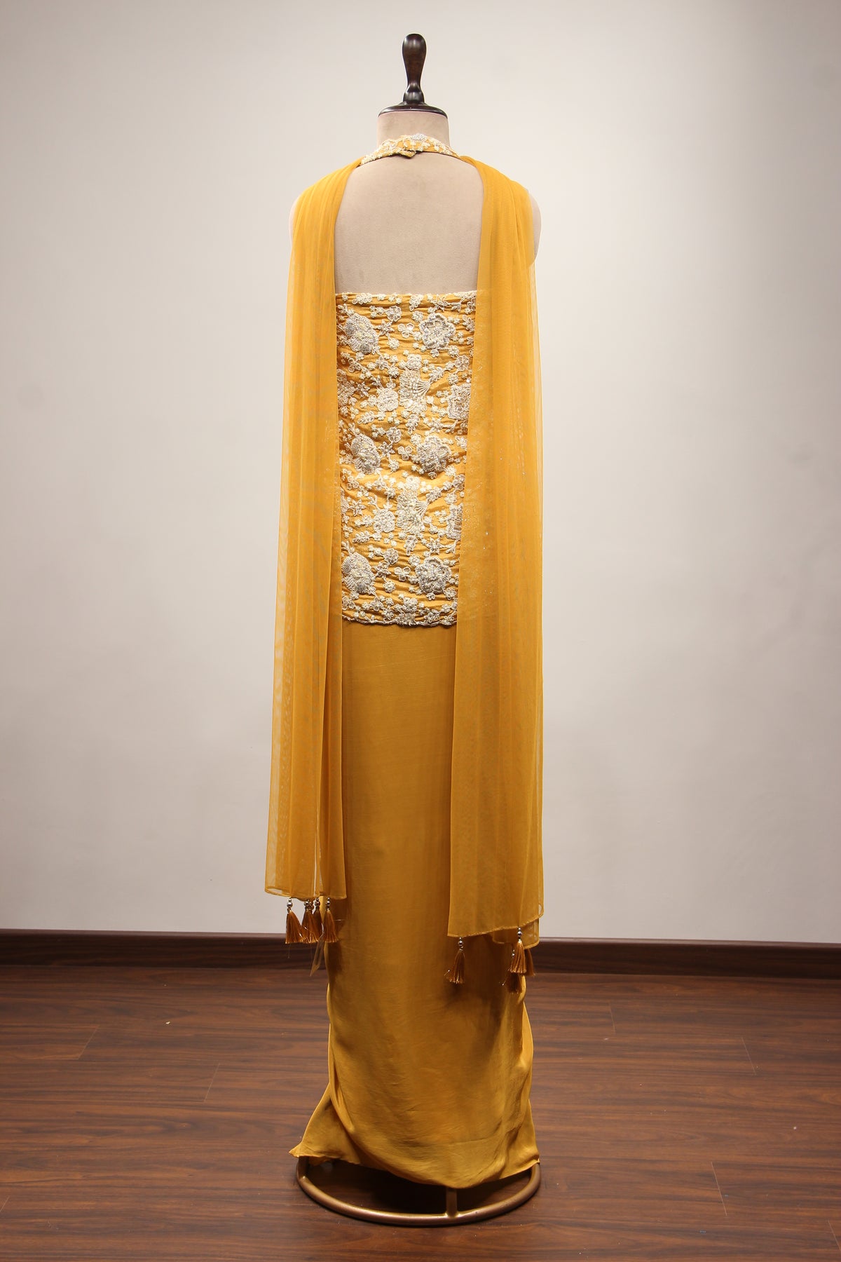 Crepe Halter Neck Indo Western with Sequin & Bead Handwork