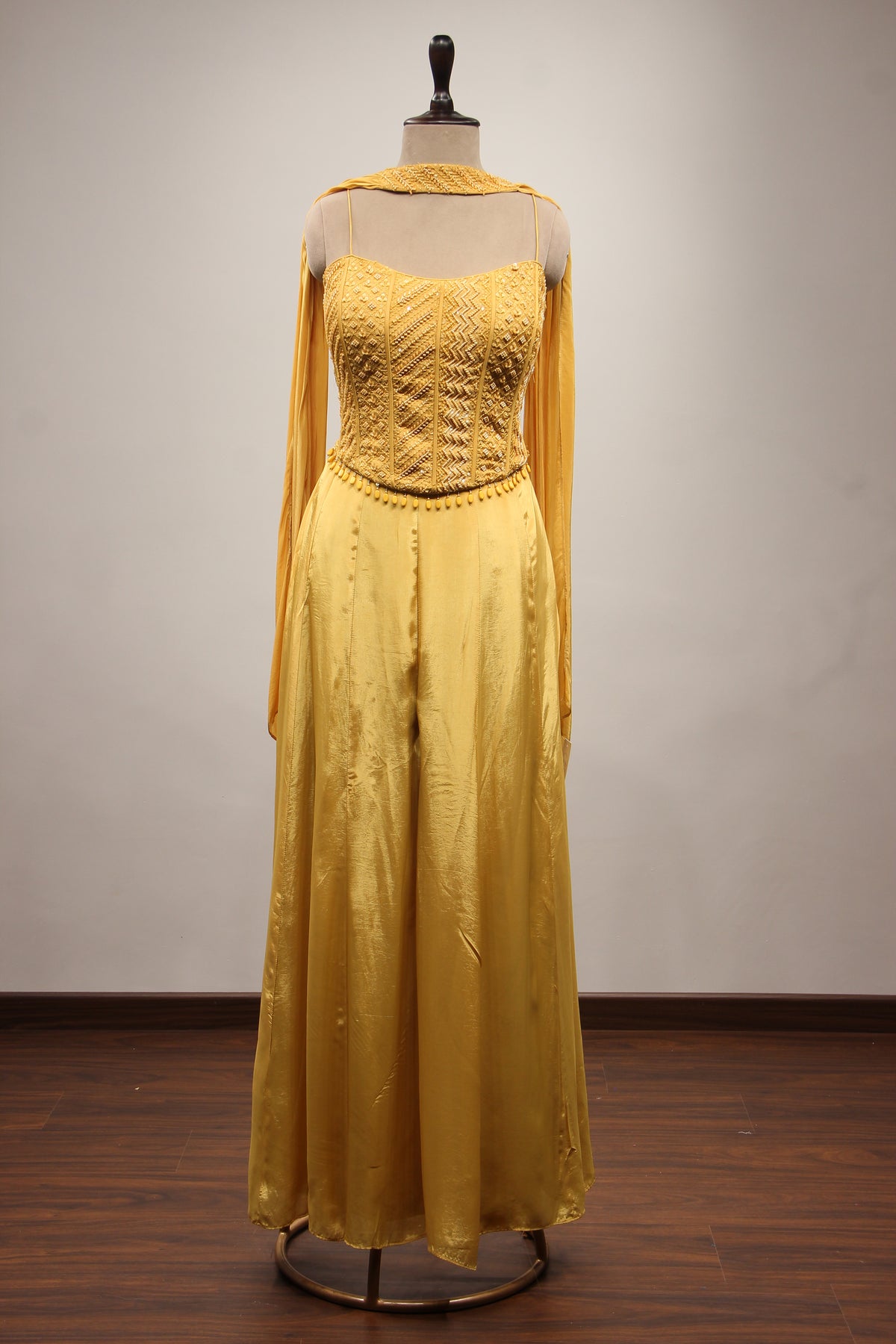 Crepe Corset Indo Western with Cut Dana & Resham Handwork